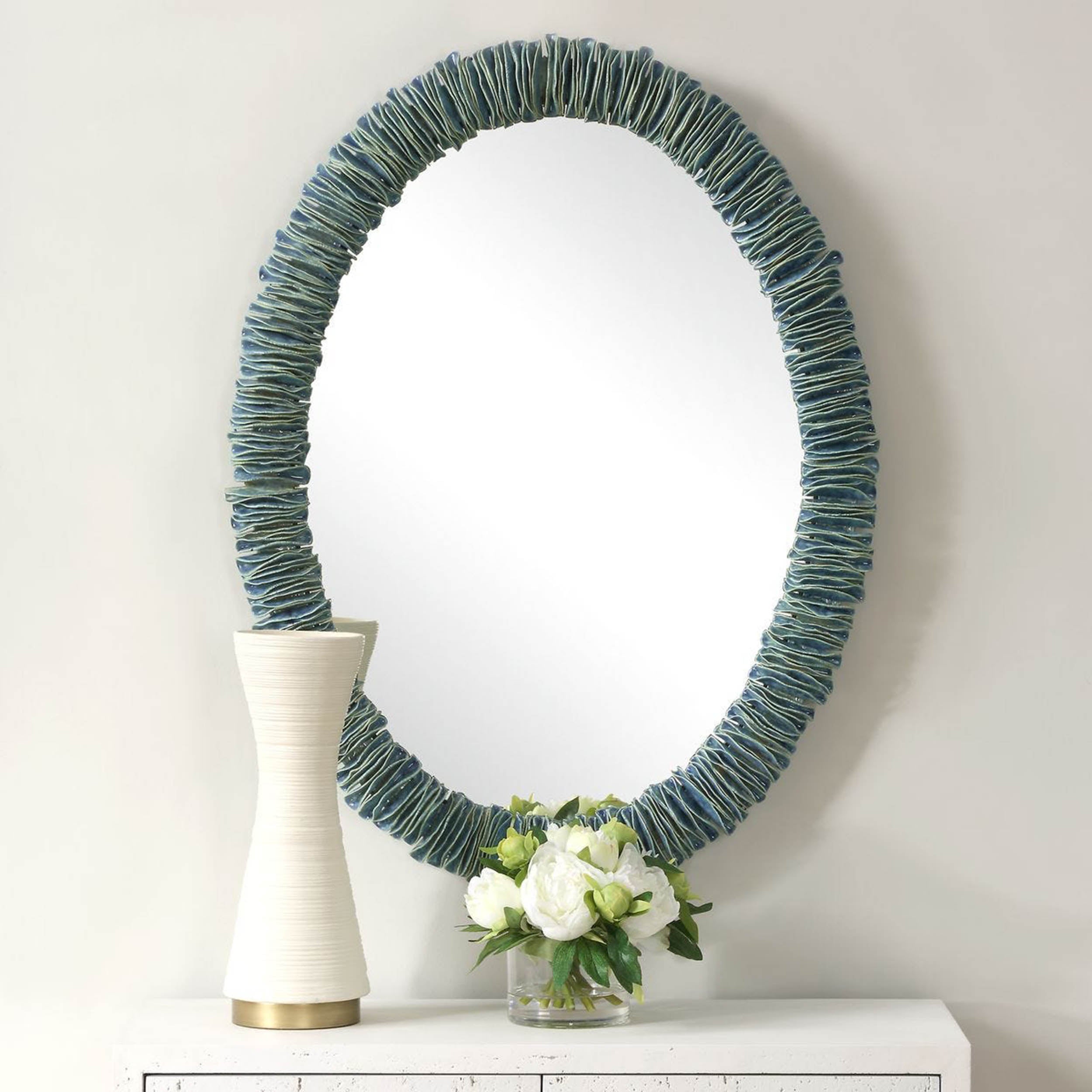 Bonaire Oval Mirror, Blue