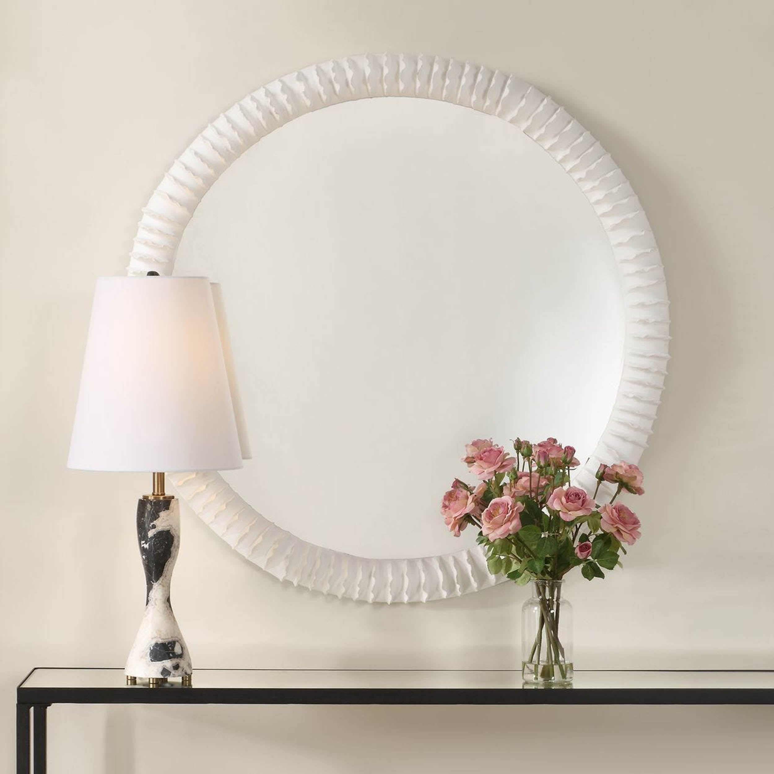 Akiko Round Mirror, White