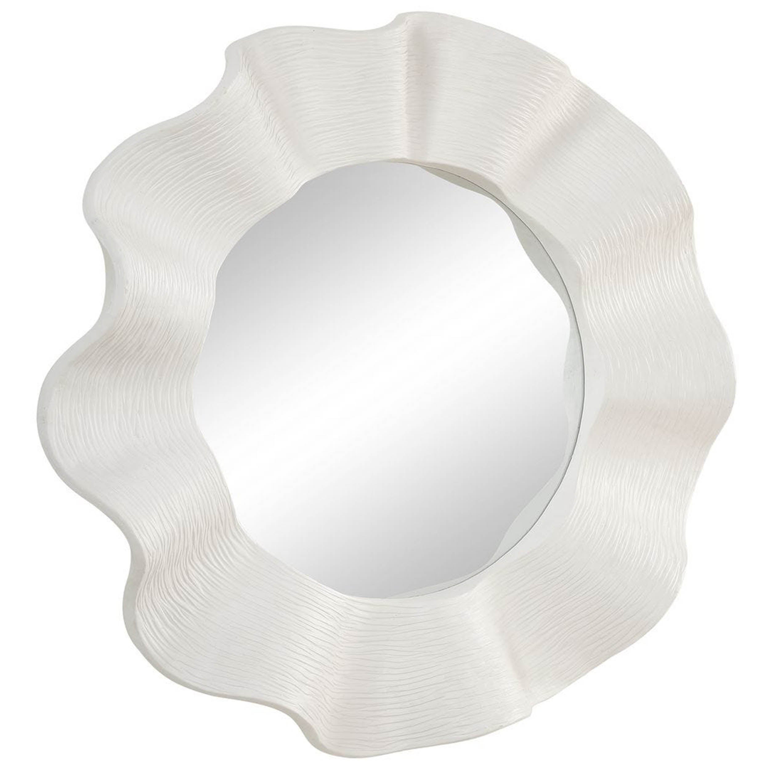 Wave Length Round Mirror, White