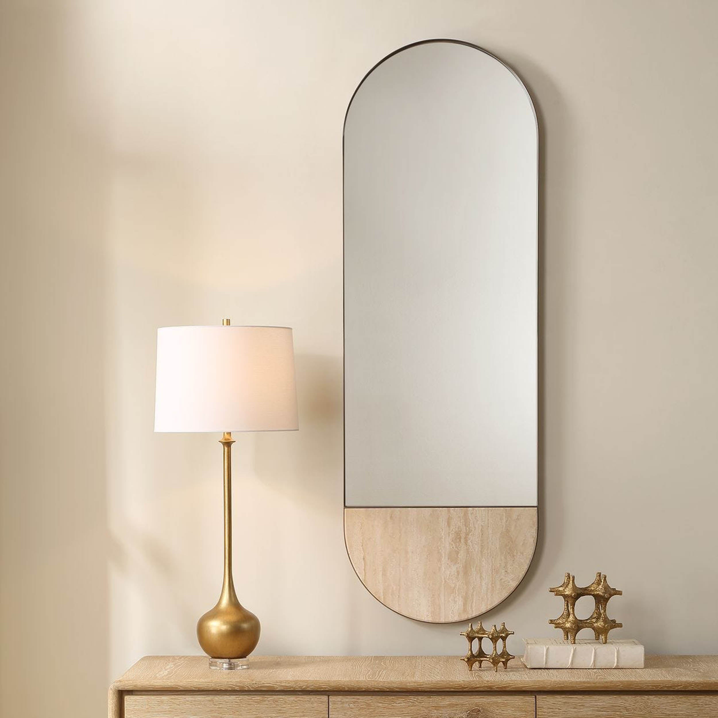 Russo Tall Oval Mirror, Gold