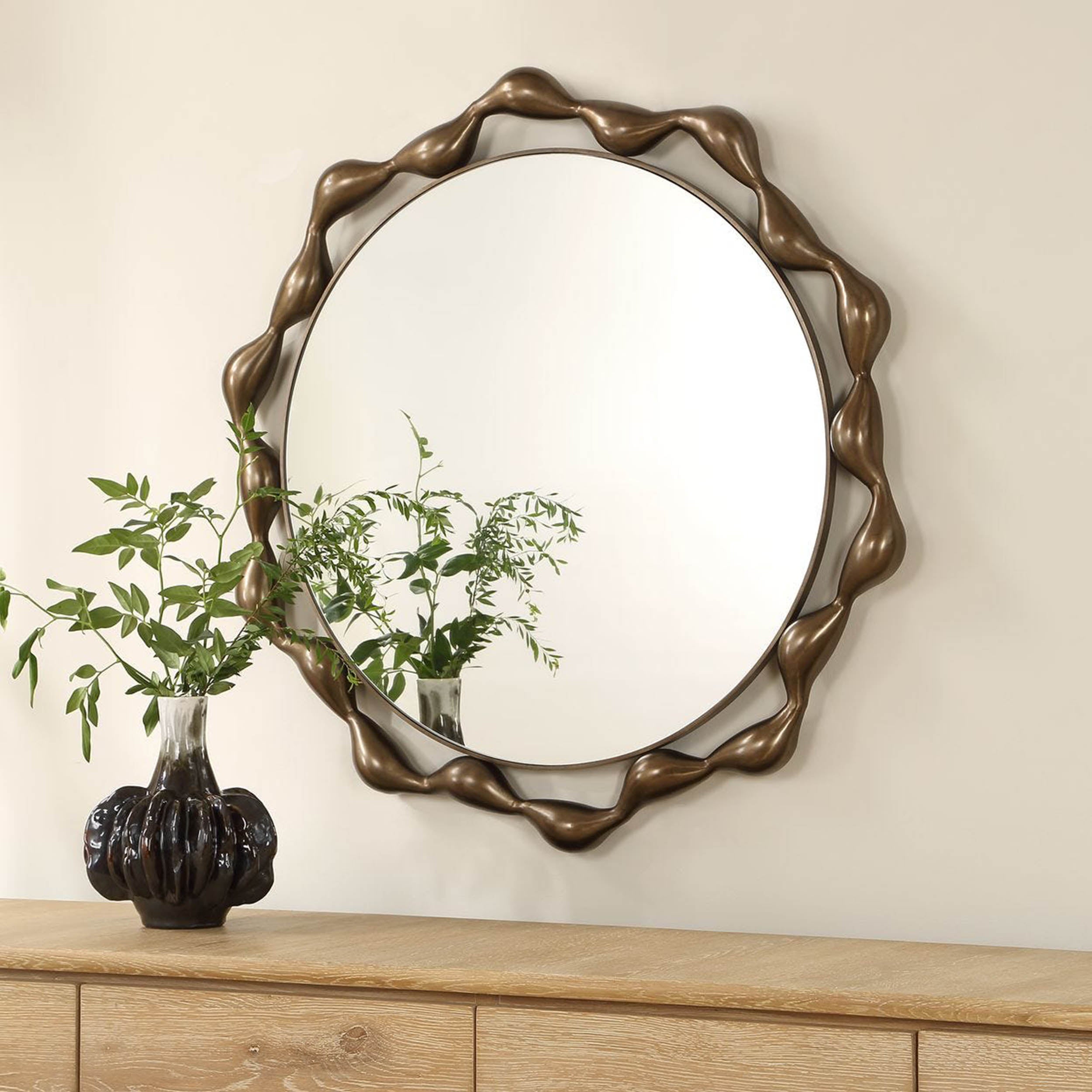 Remolino Round Mirror, Bronze