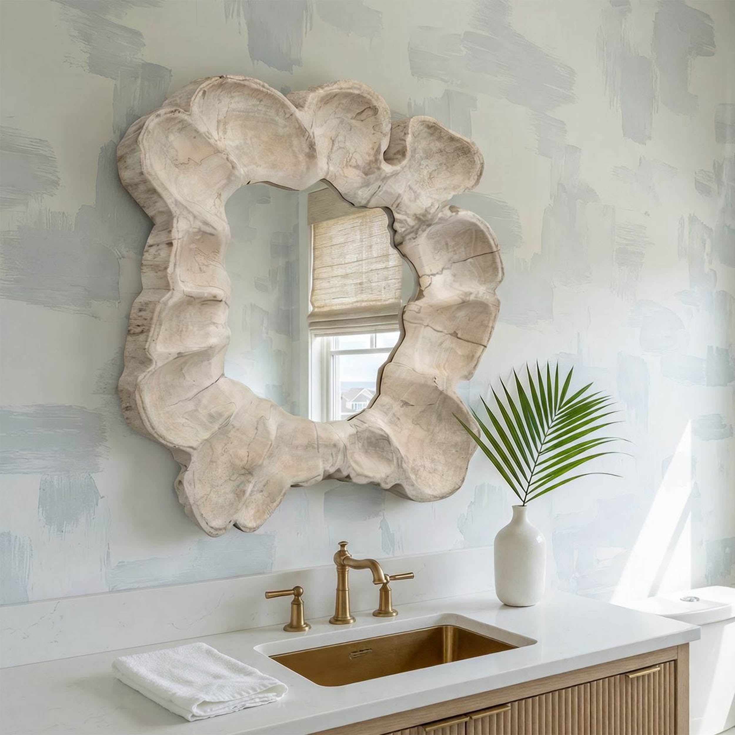 Ariadne Round Mirror, Beige