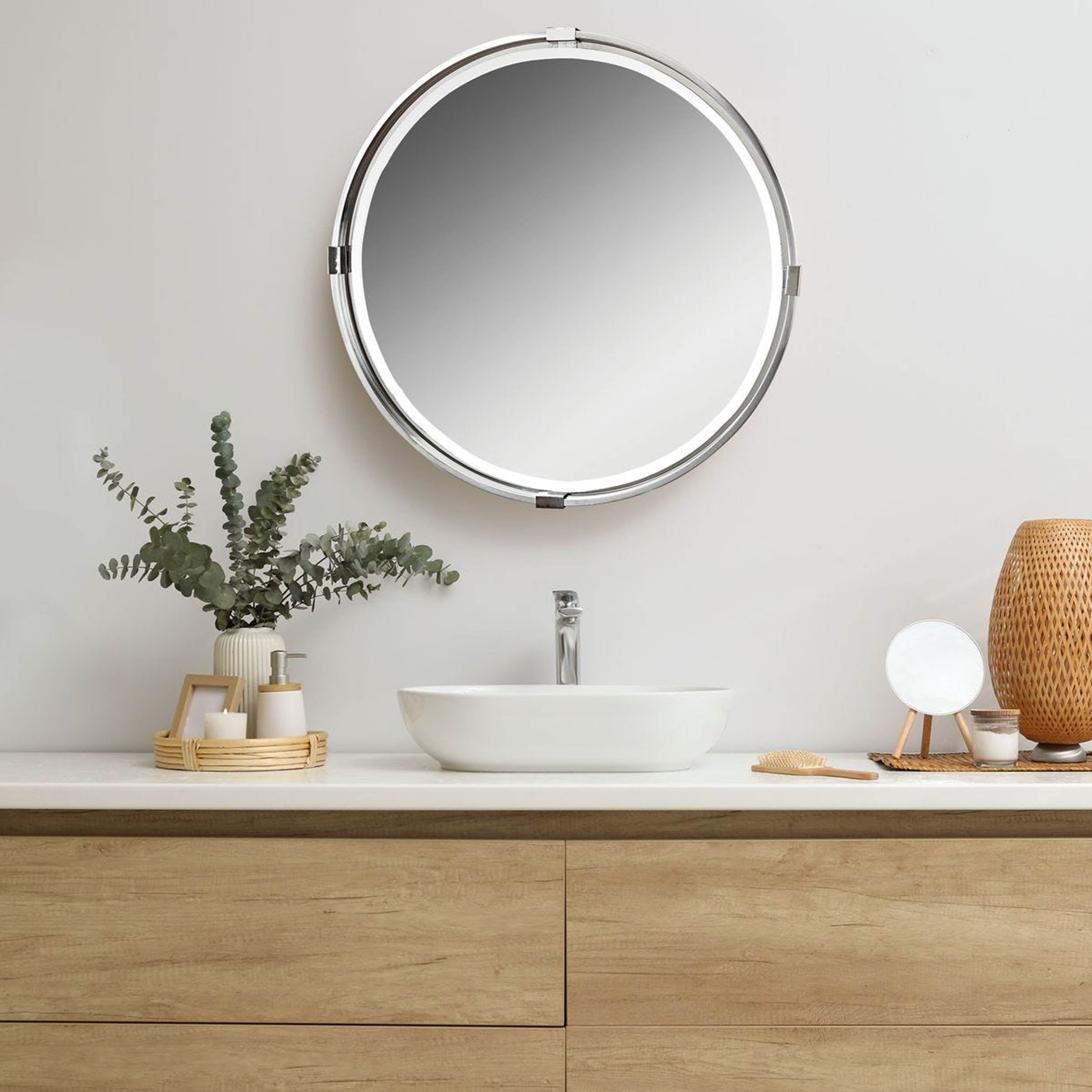 Tazlina Round Mirror, Silver