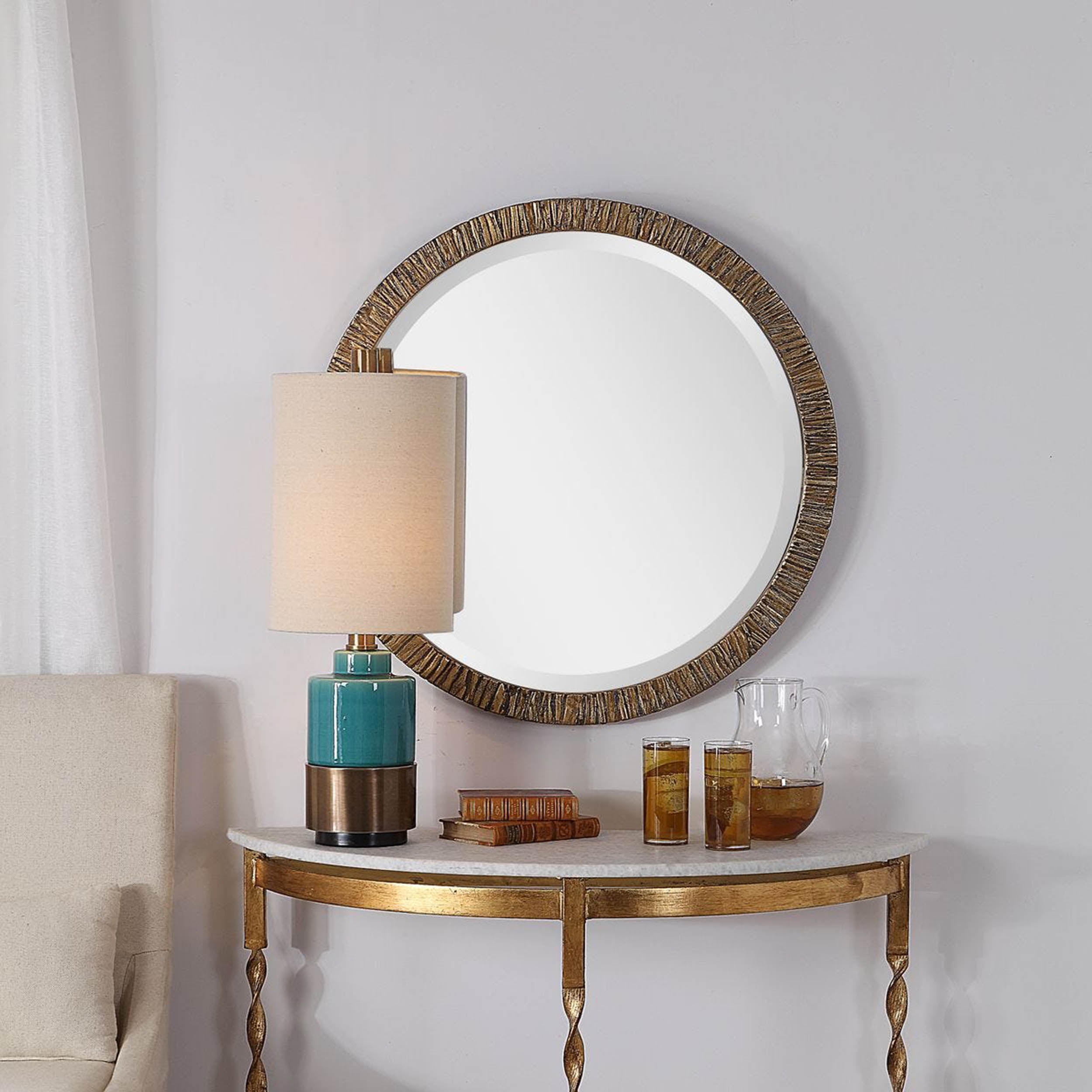 Wayde Round Mirror, Gold