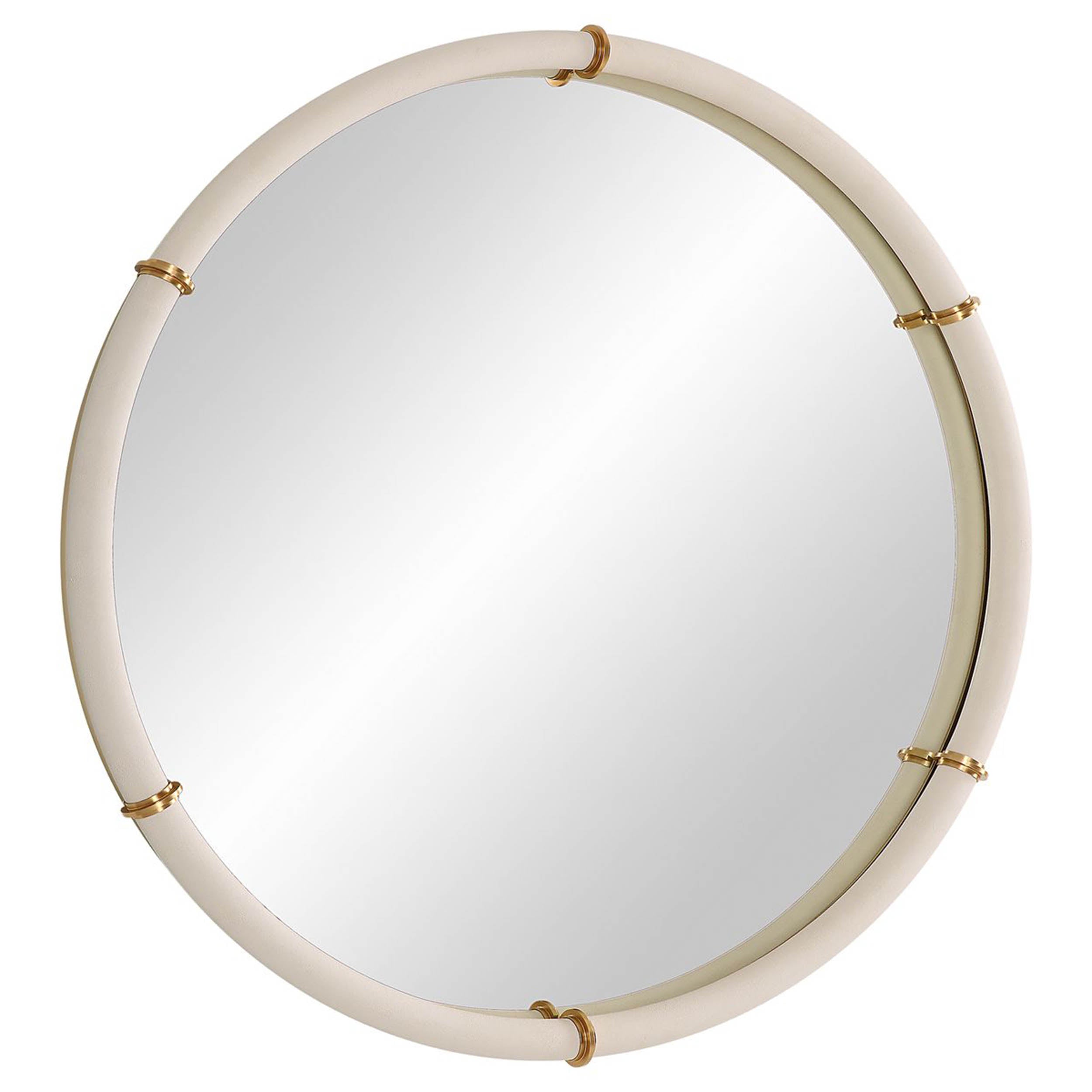 Cyprus Round Mirror, White