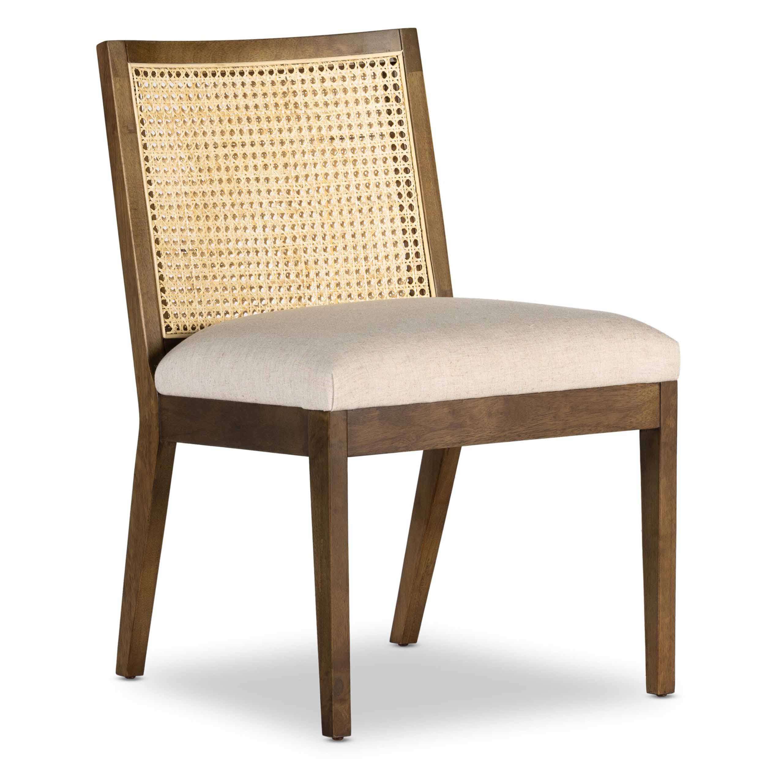 Antonia Cane Armless Dining Chair, Savile Flax, Toasted Parawood