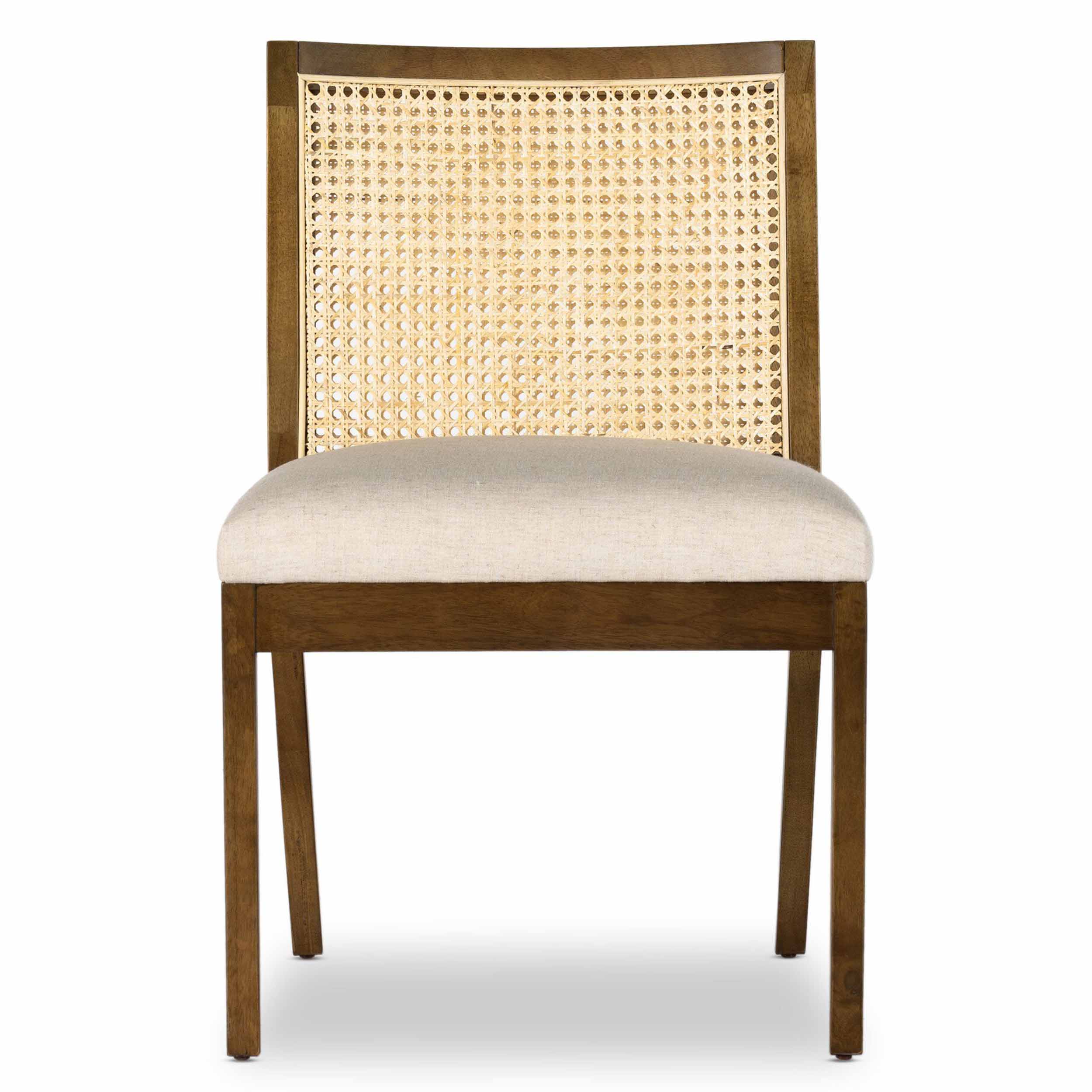 Antonia Cane Armless Dining Chair, Savile Flax, Toasted Parawood
