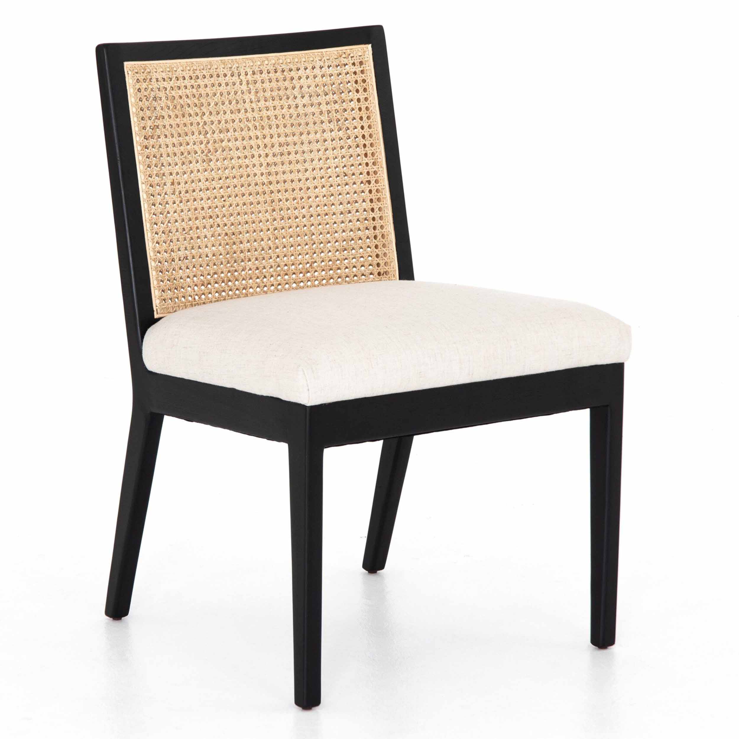 Antonia Cane Armless Dining Chair, Savile Flax, Brushed Ebony