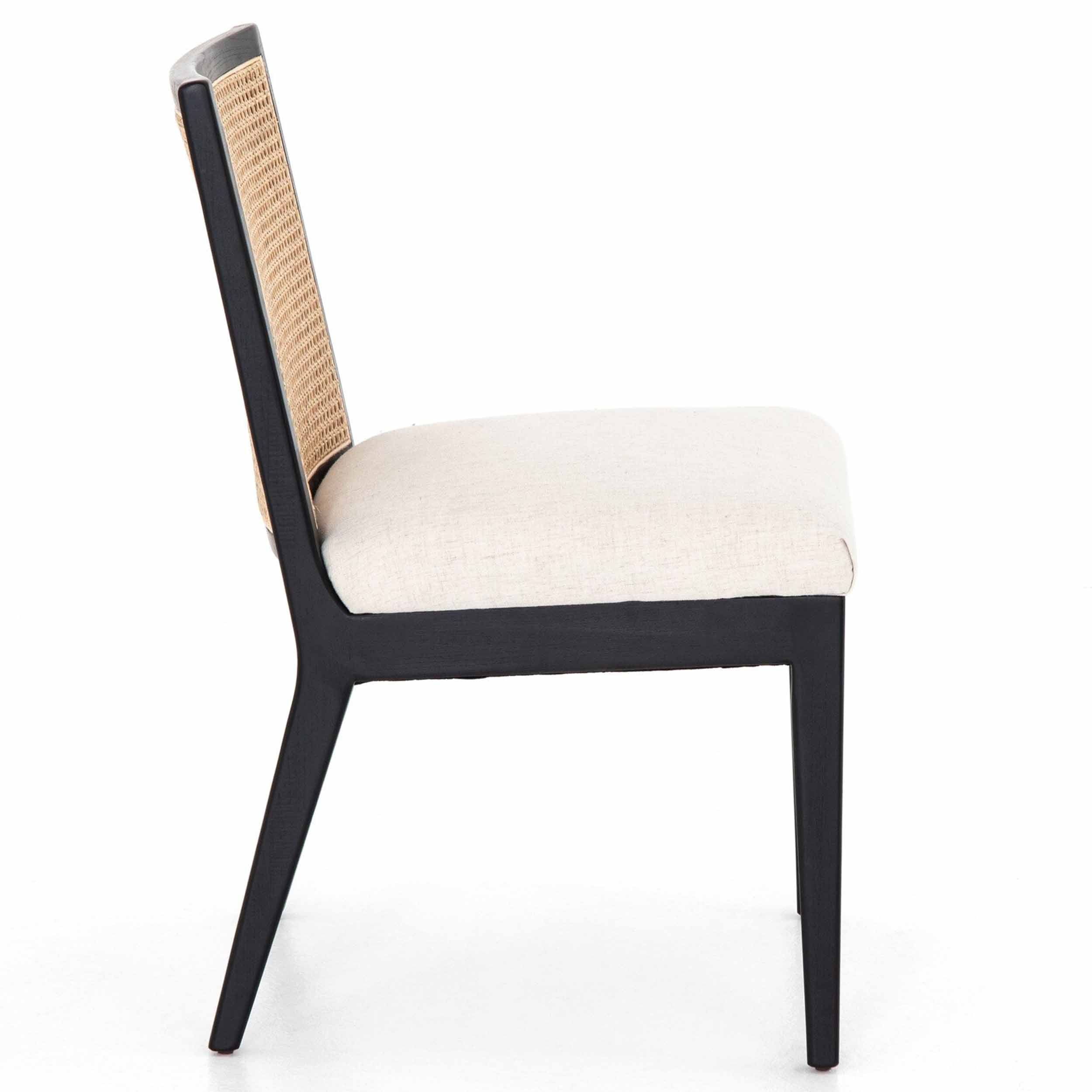 Antonia Cane Armless Dining Chair, Savile Flax, Brushed Ebony