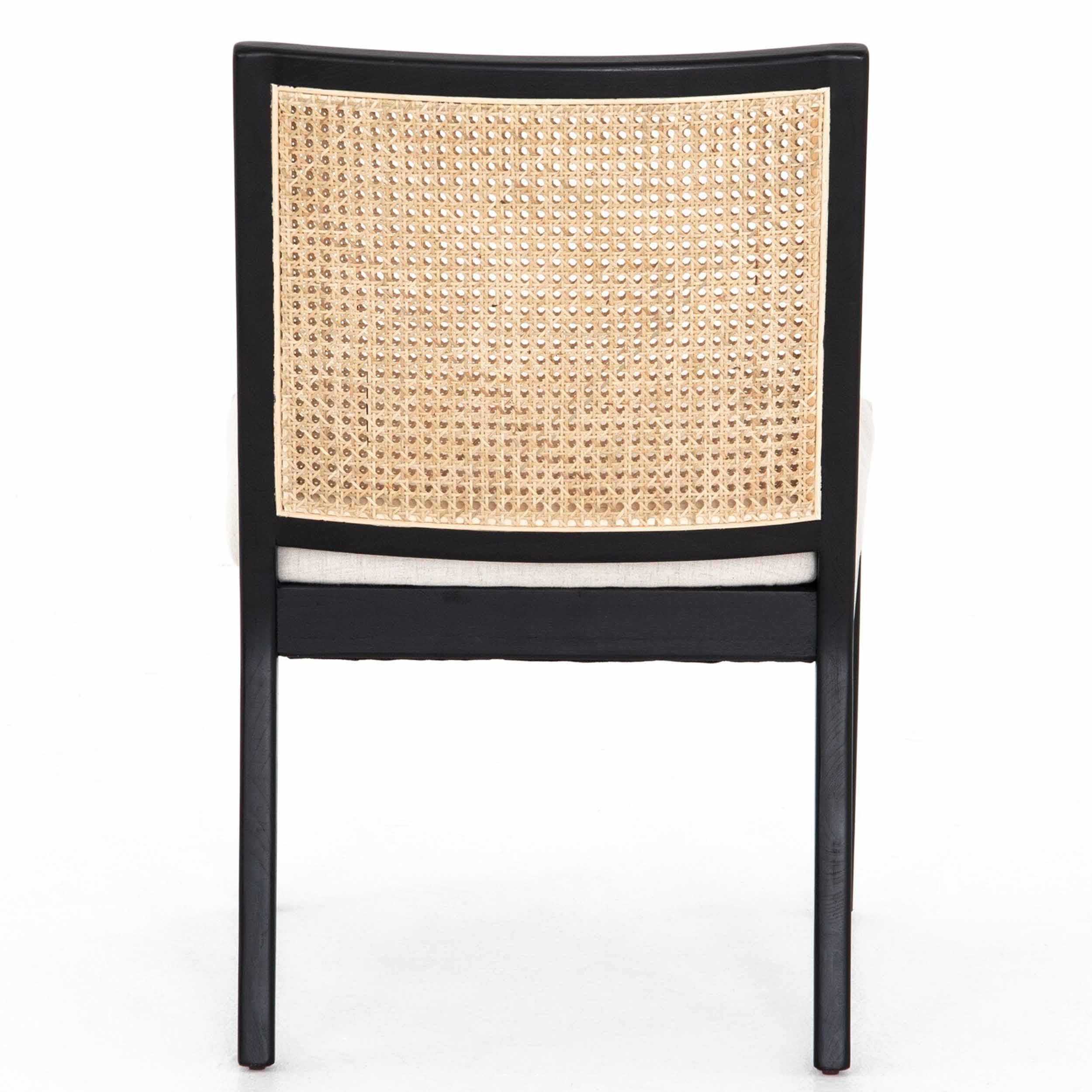 Antonia Cane Armless Dining Chair, Savile Flax, Brushed Ebony