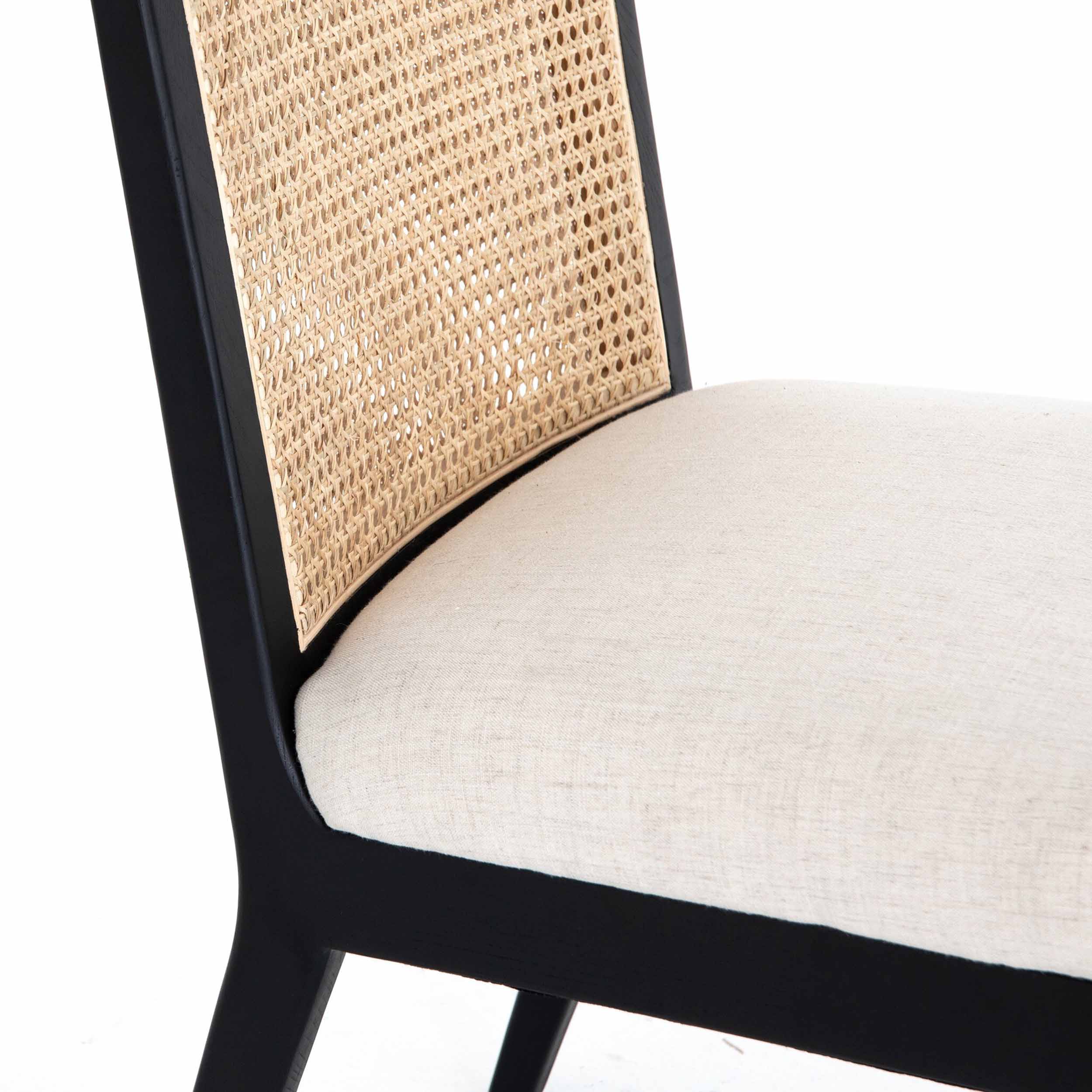 Antonia Cane Armless Dining Chair, Savile Flax, Brushed Ebony