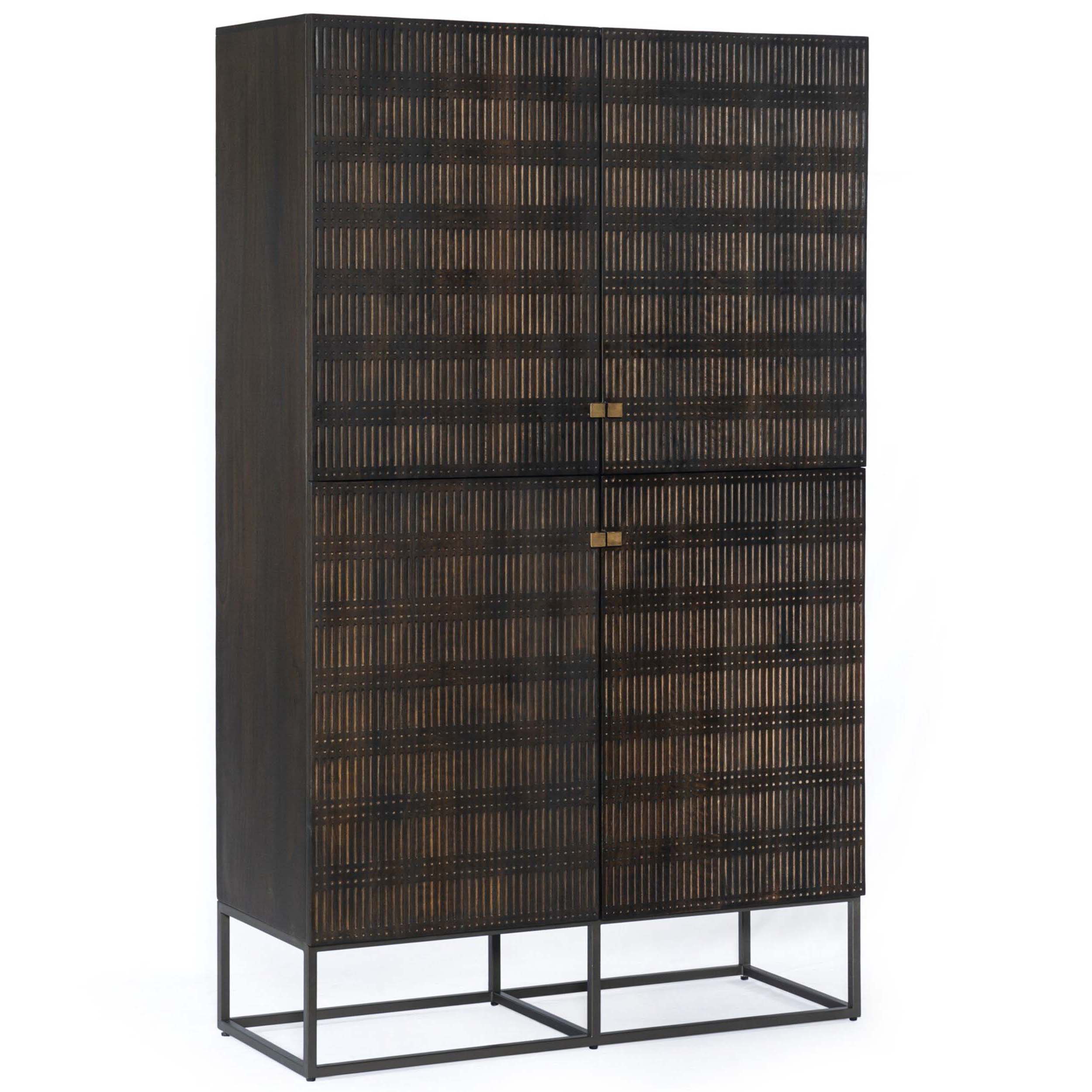 Kelby Cabinet, Carved Vintage Brown