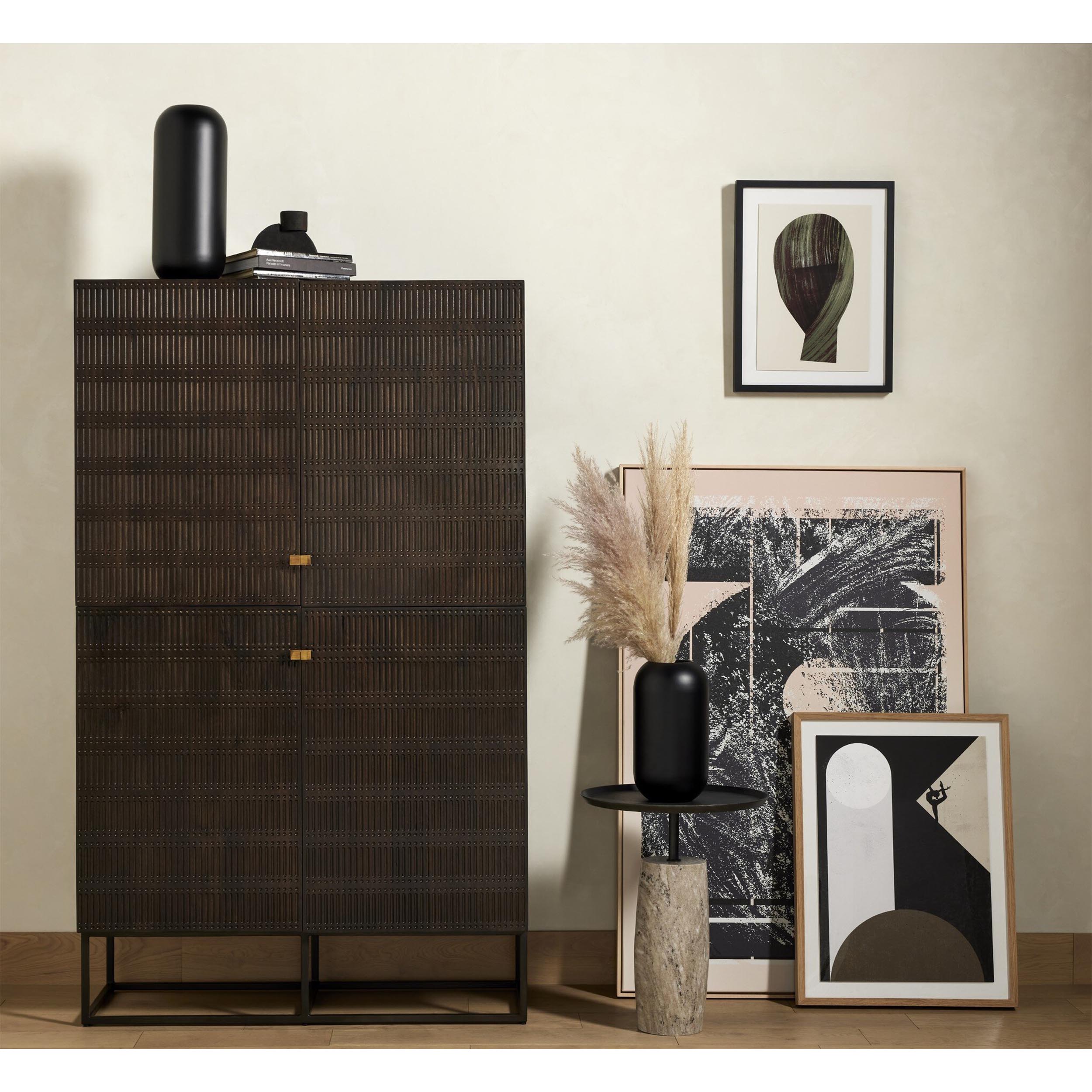 Kelby Cabinet, Carved Vintage Brown
