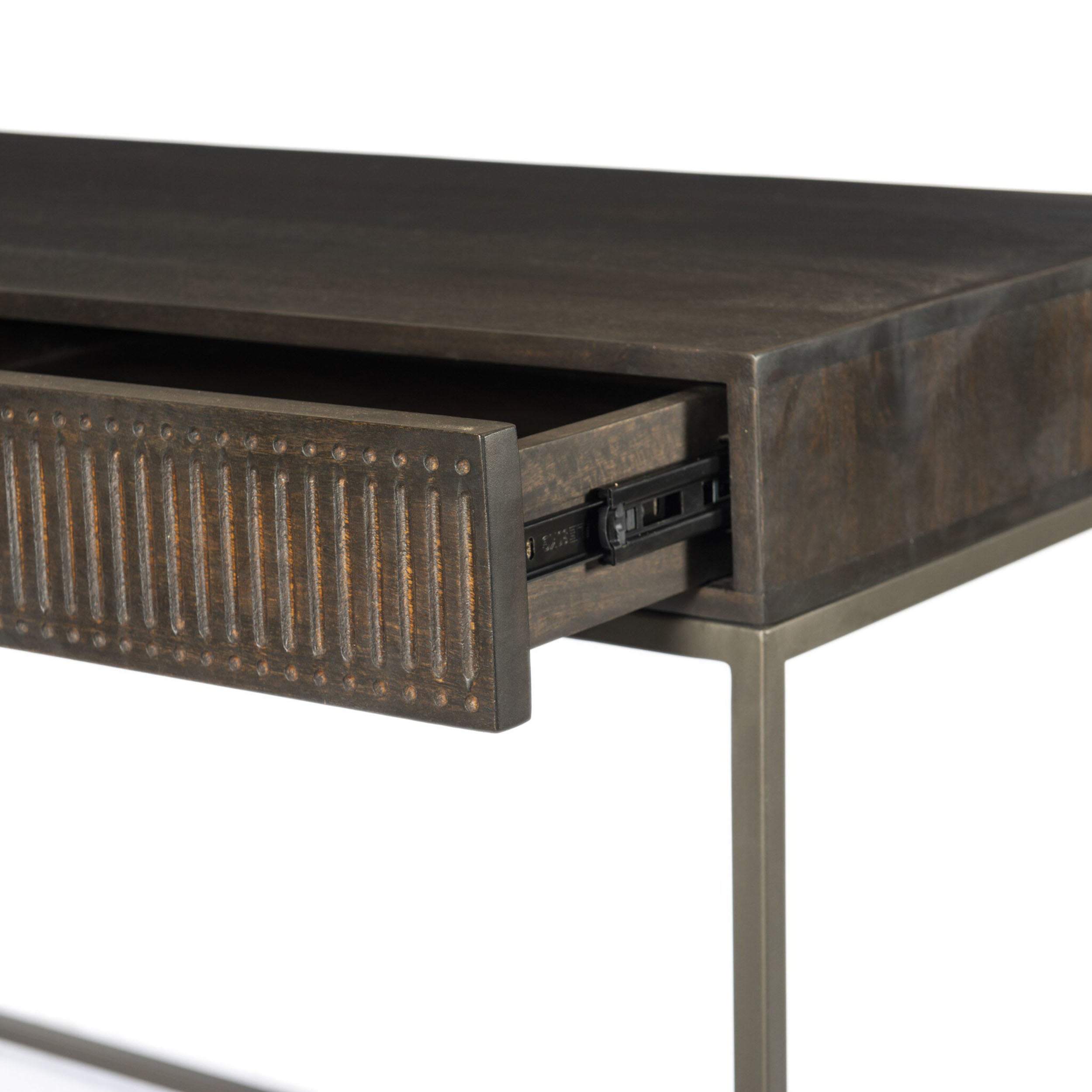 Kelby Writing Desk, Carved Vintage Brown