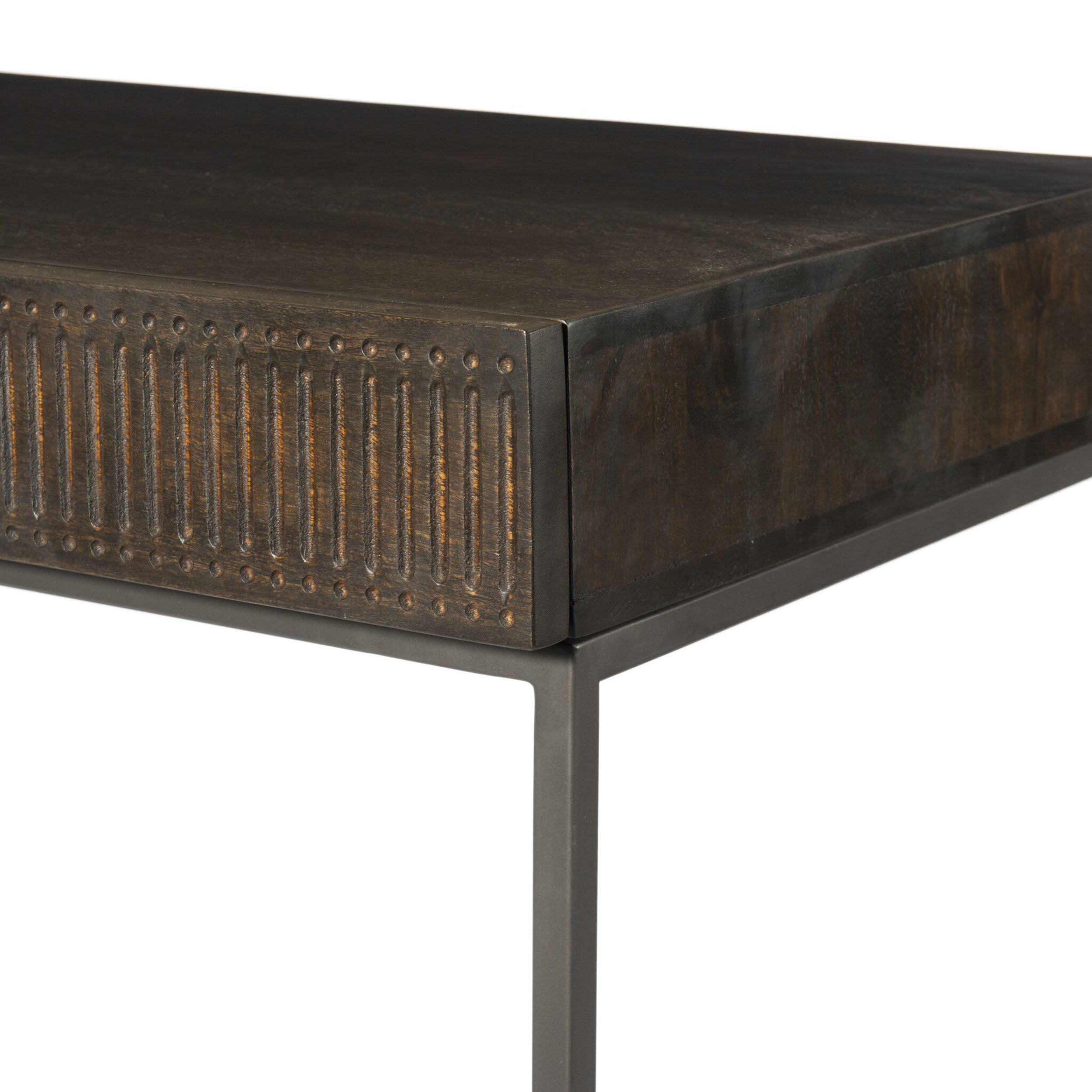 Kelby Writing Desk, Carved Vintage Brown