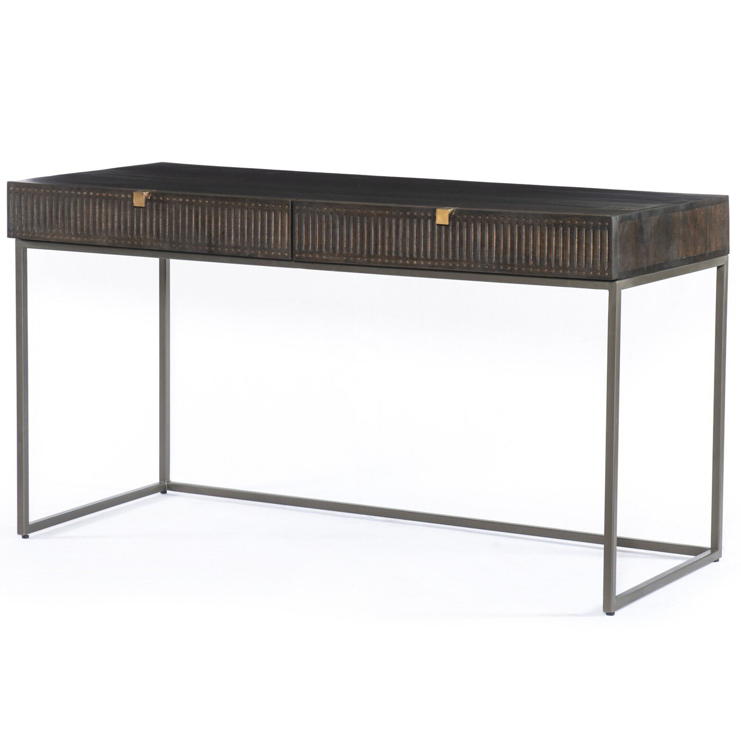 Kelby Writing Desk, Carved Vintage Brown
