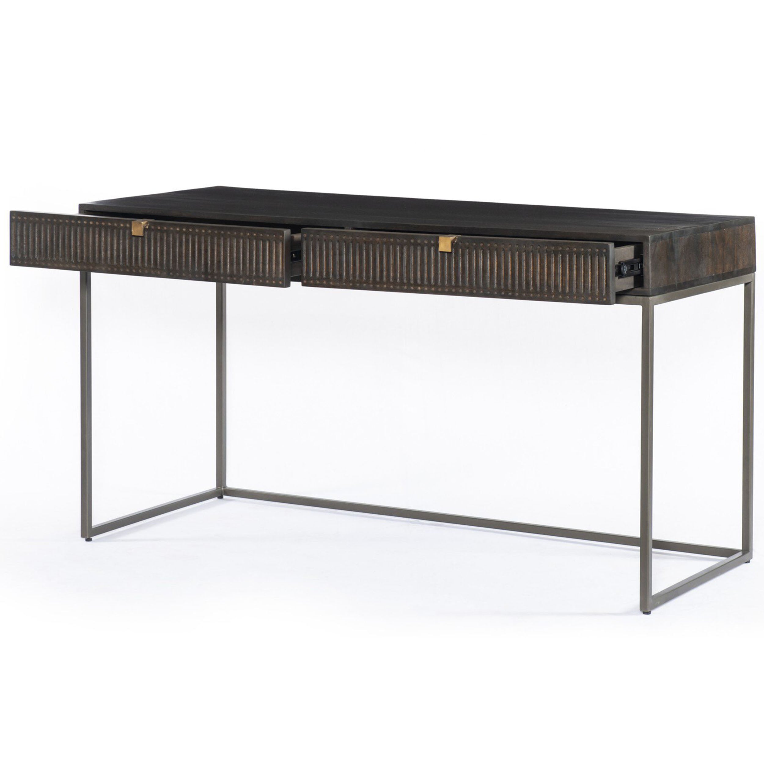 Kelby Writing Desk, Carved Vintage Brown