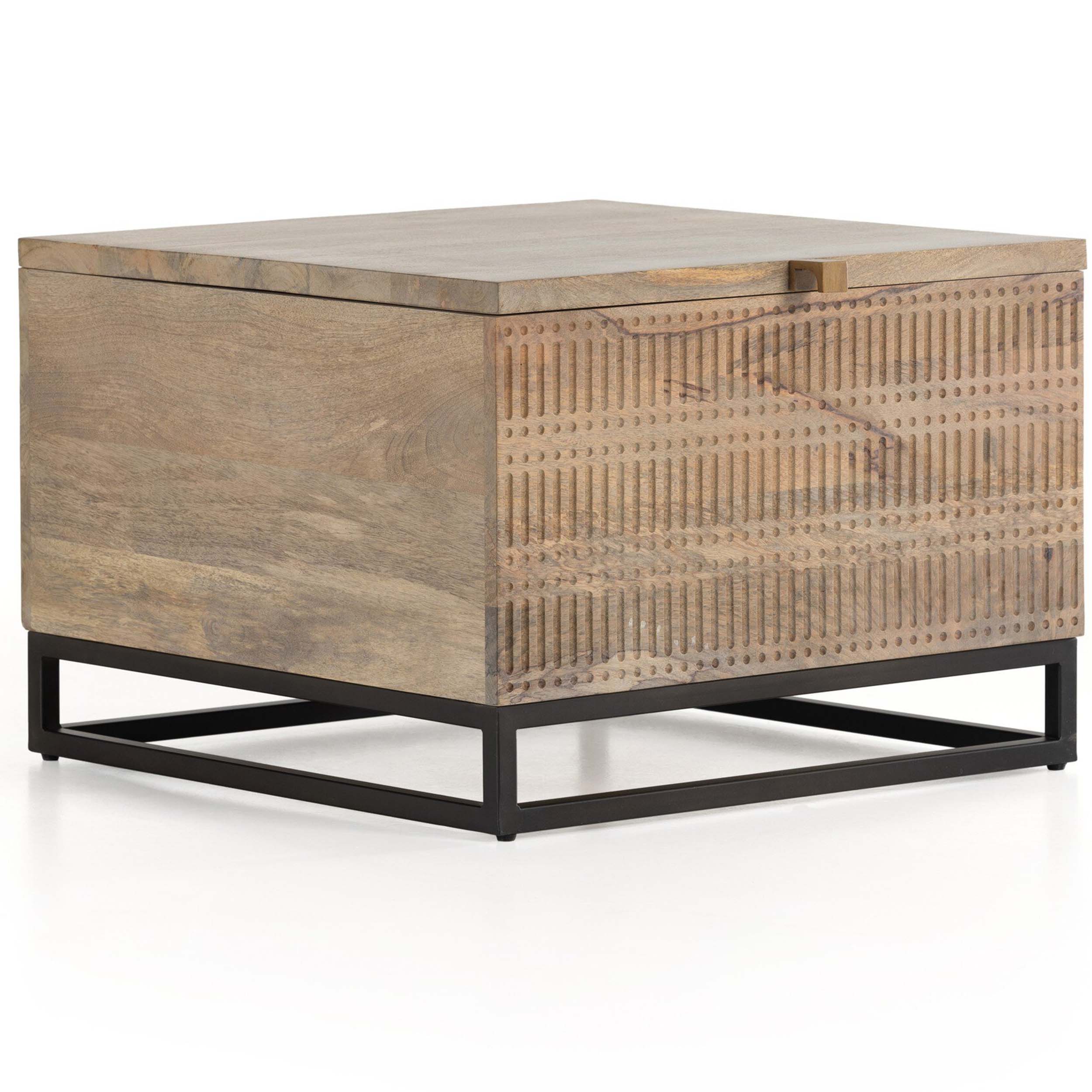 Kelby Storage Bunching Table, Gunmetal, Light Wash Carved