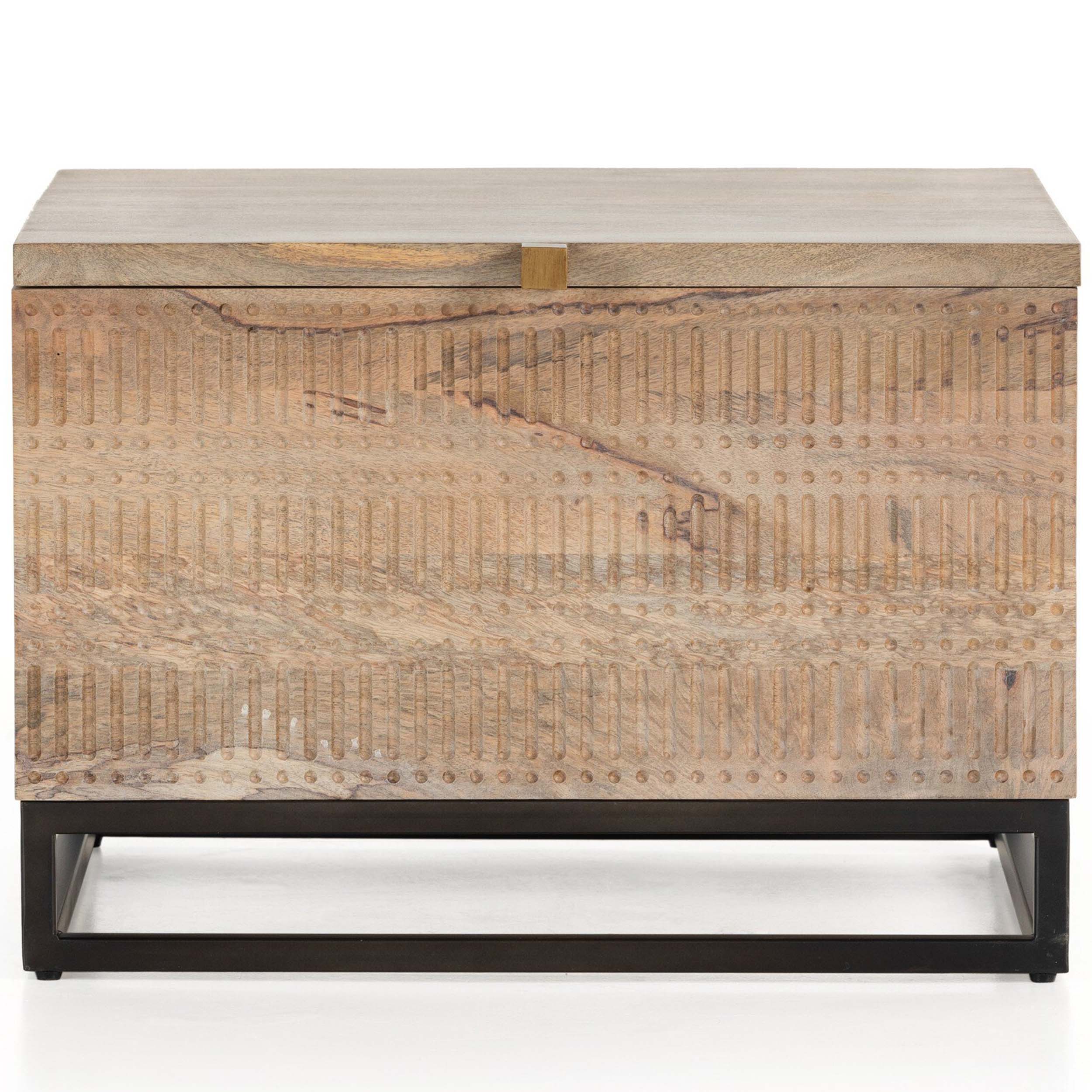 Kelby Storage Bunching Table, Gunmetal, Light Wash Carved