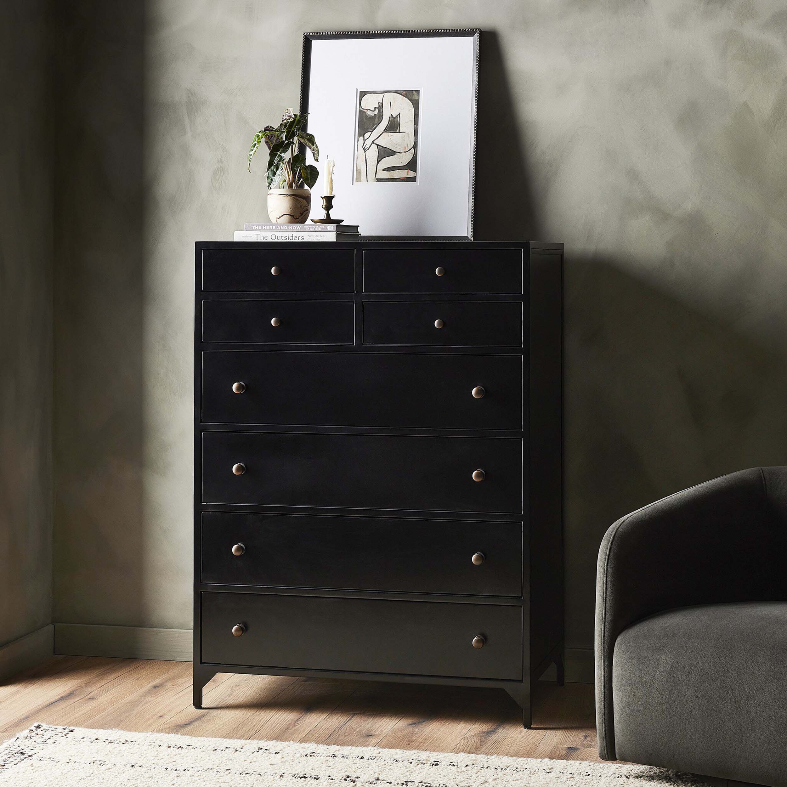 Belmont 8 Drawer Tall Dresser, Black