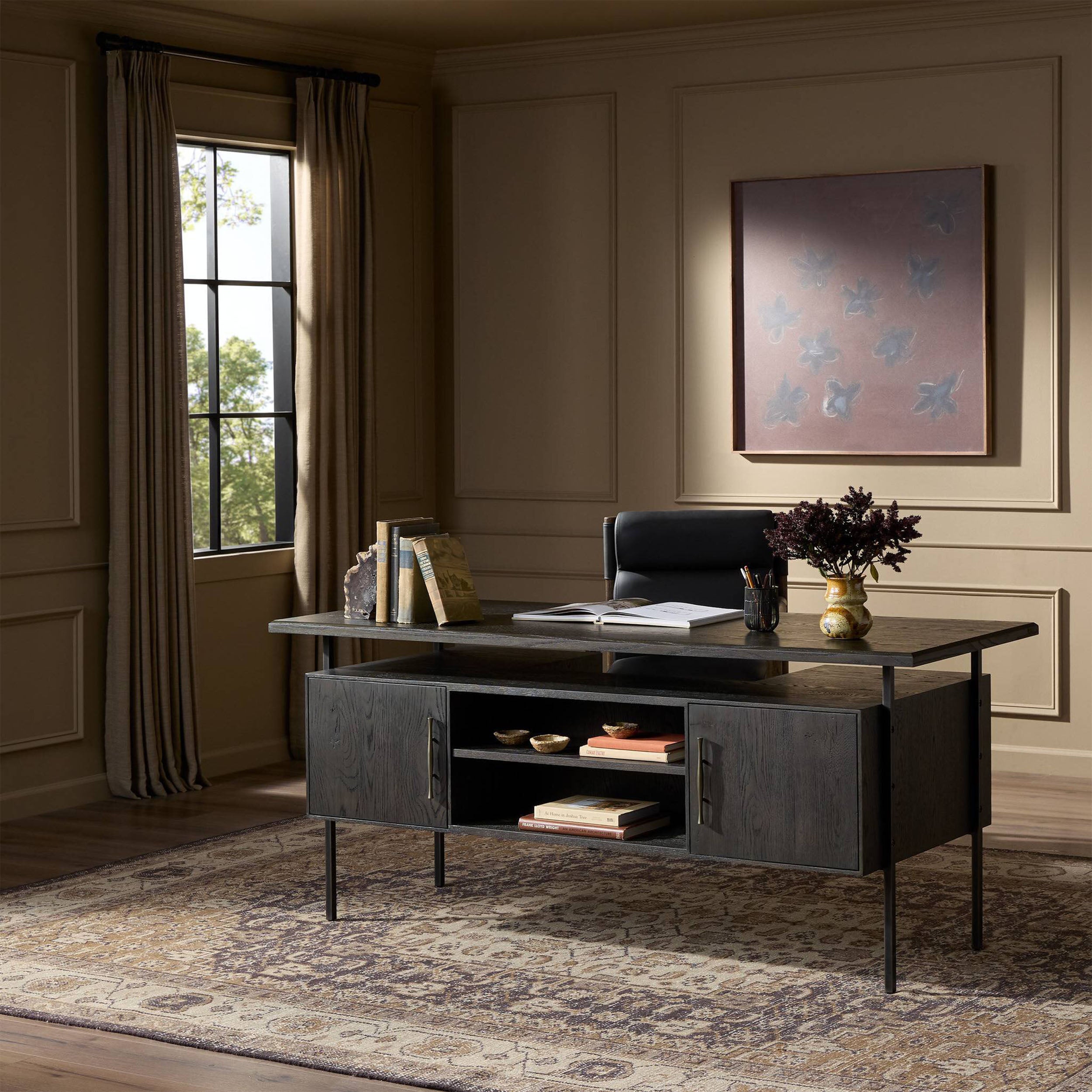 Lauren Desk, Charcoal Oak Resawn Veneer