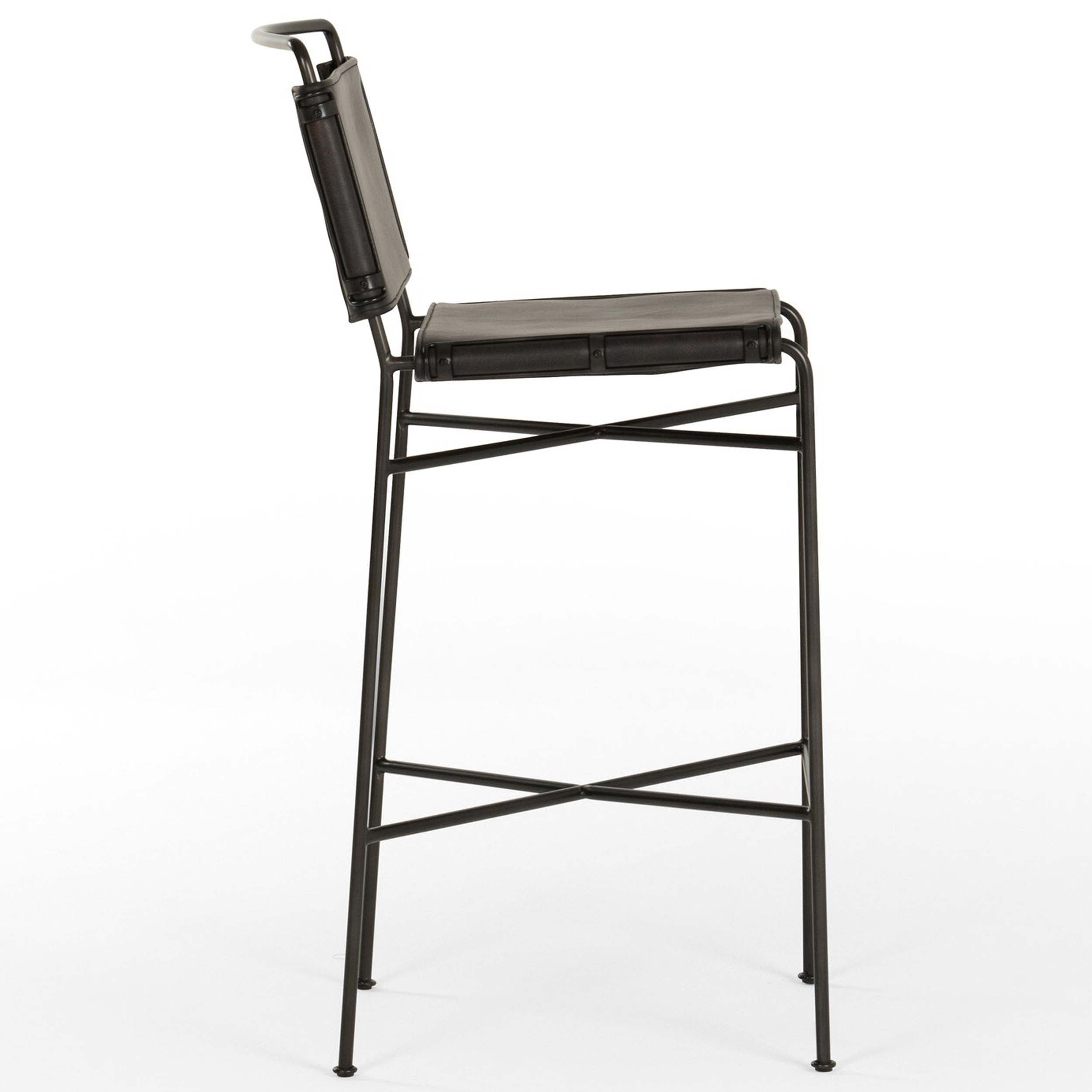 Wharton Bar + Counter Stool, Distressed Black