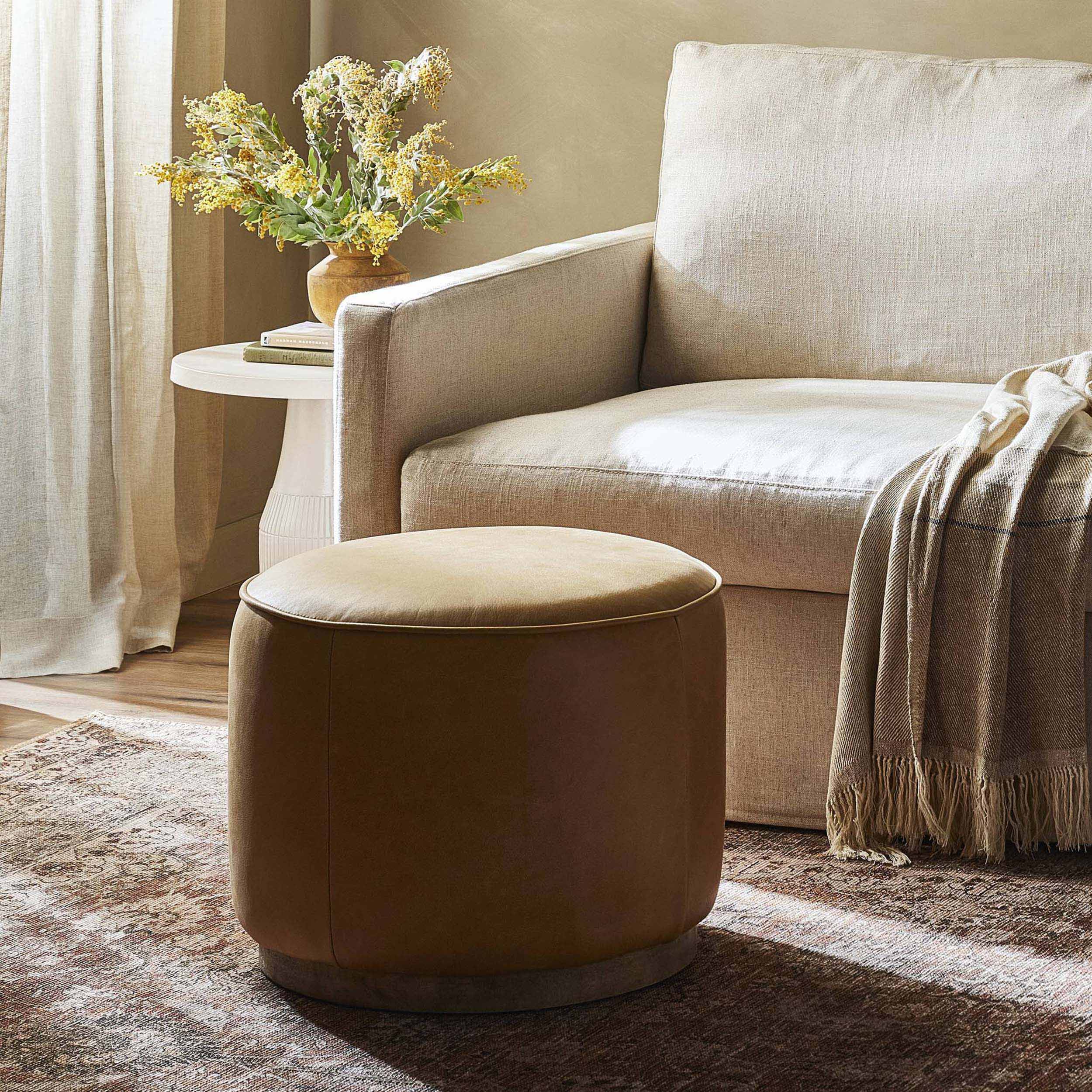 Sinclair Round Ottoman, Palermo Butterscotch