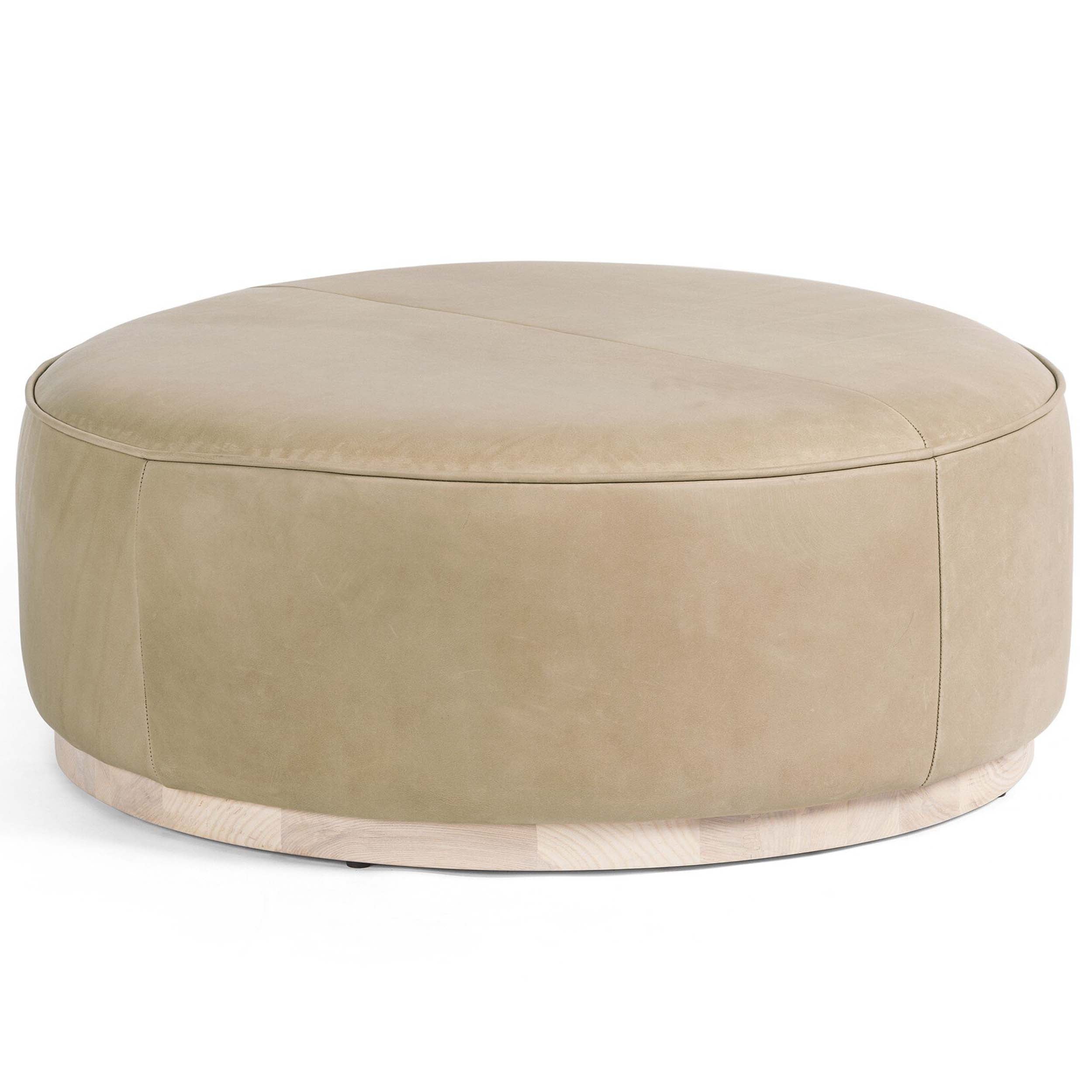 Sinclair Large Round Ottoman, Harness Burlap
