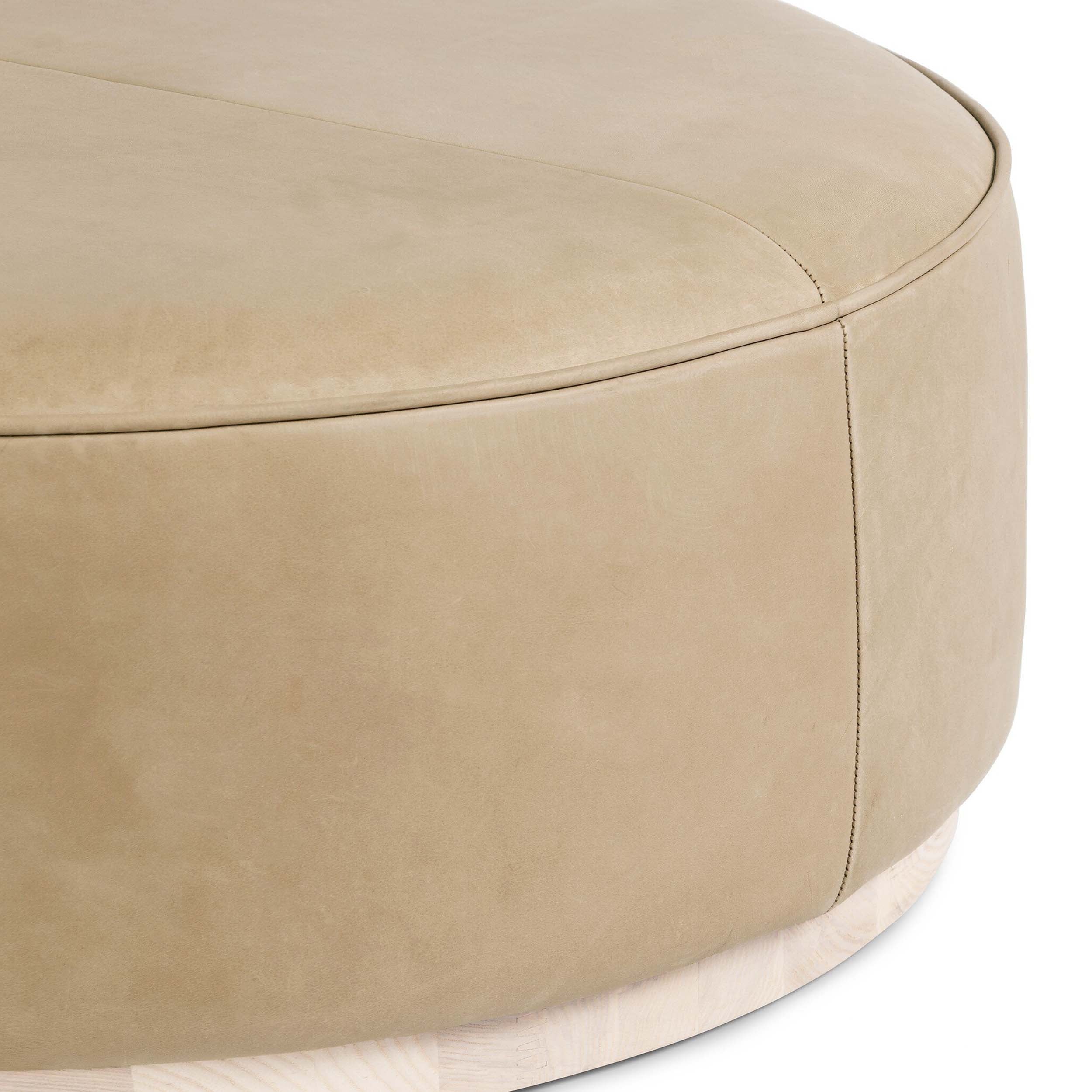 Sinclair Large Round Ottoman, Harness Burlap