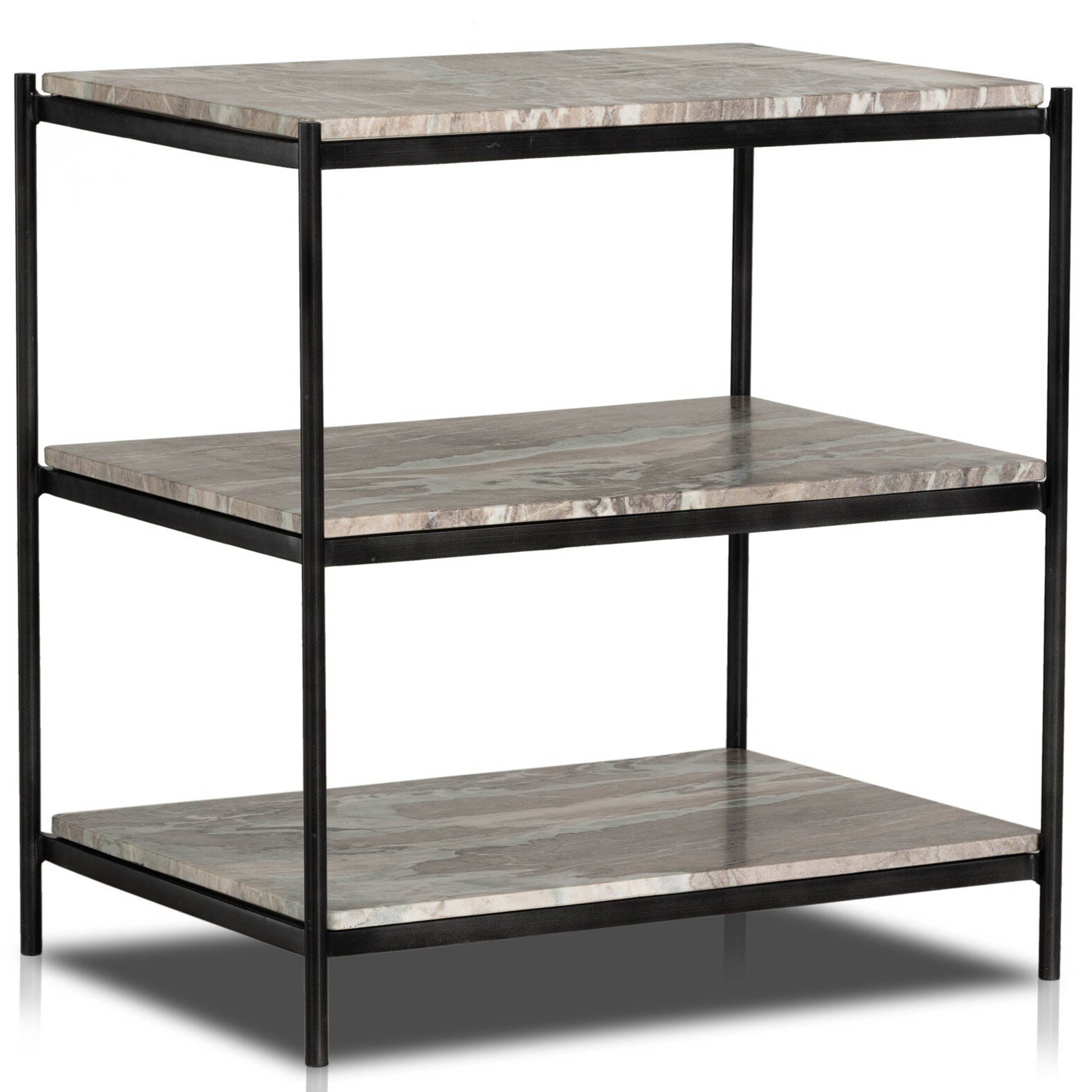 Felix Nightstand, Hammered Grey, Clear Powder Coat
