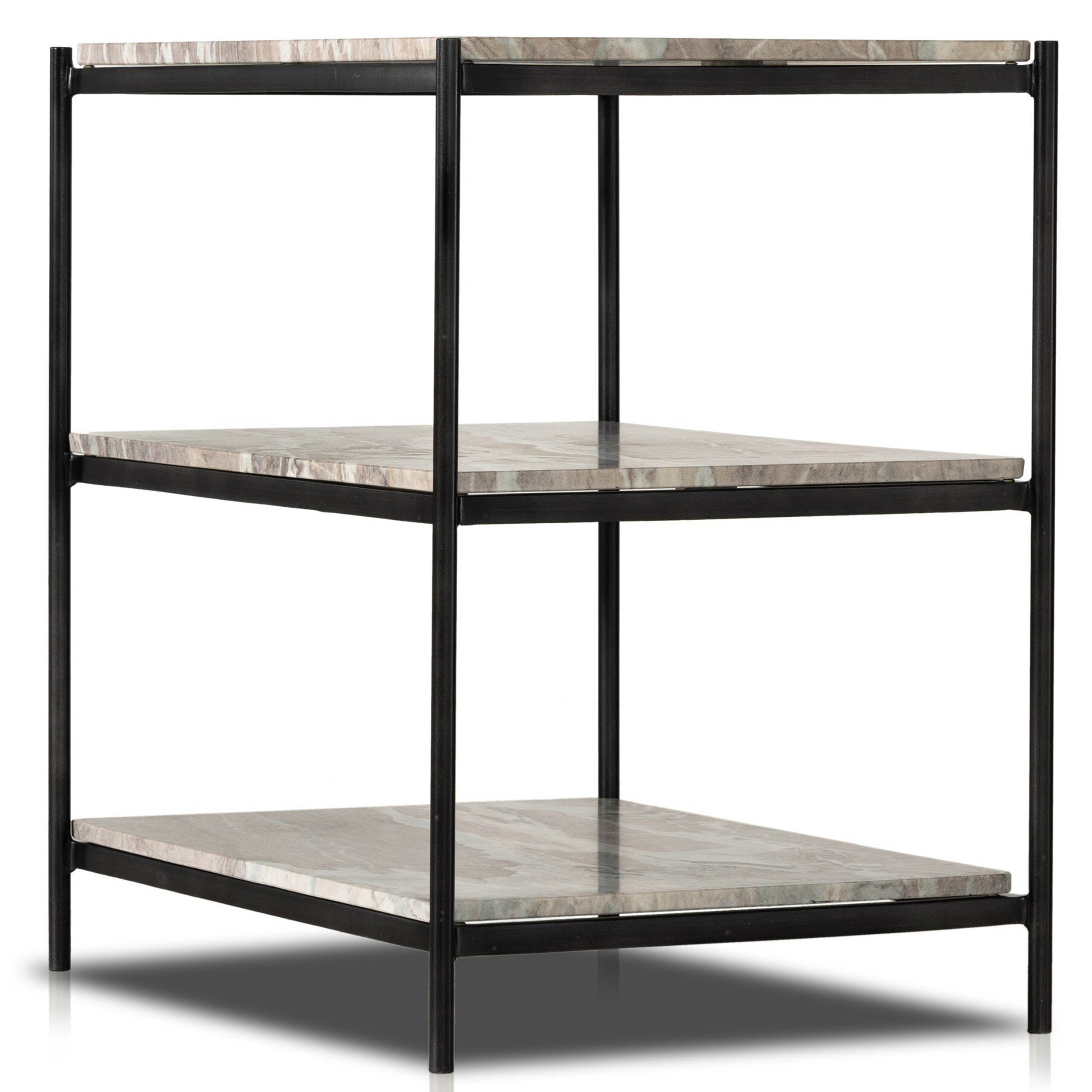 Felix Nightstand, Hammered Grey, Clear Powder Coat