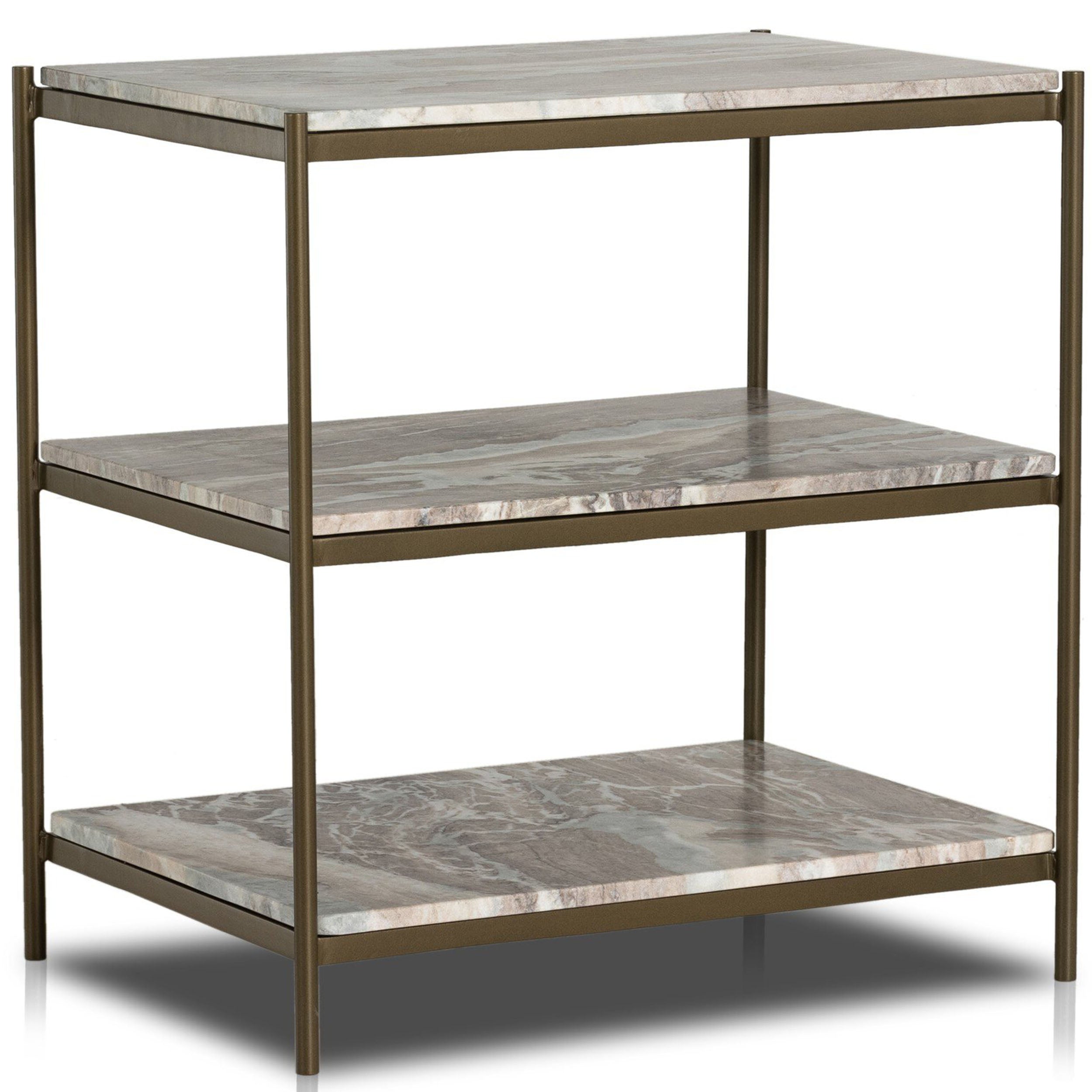 Felix Nightstand, Antique Brass, Canyon Marble