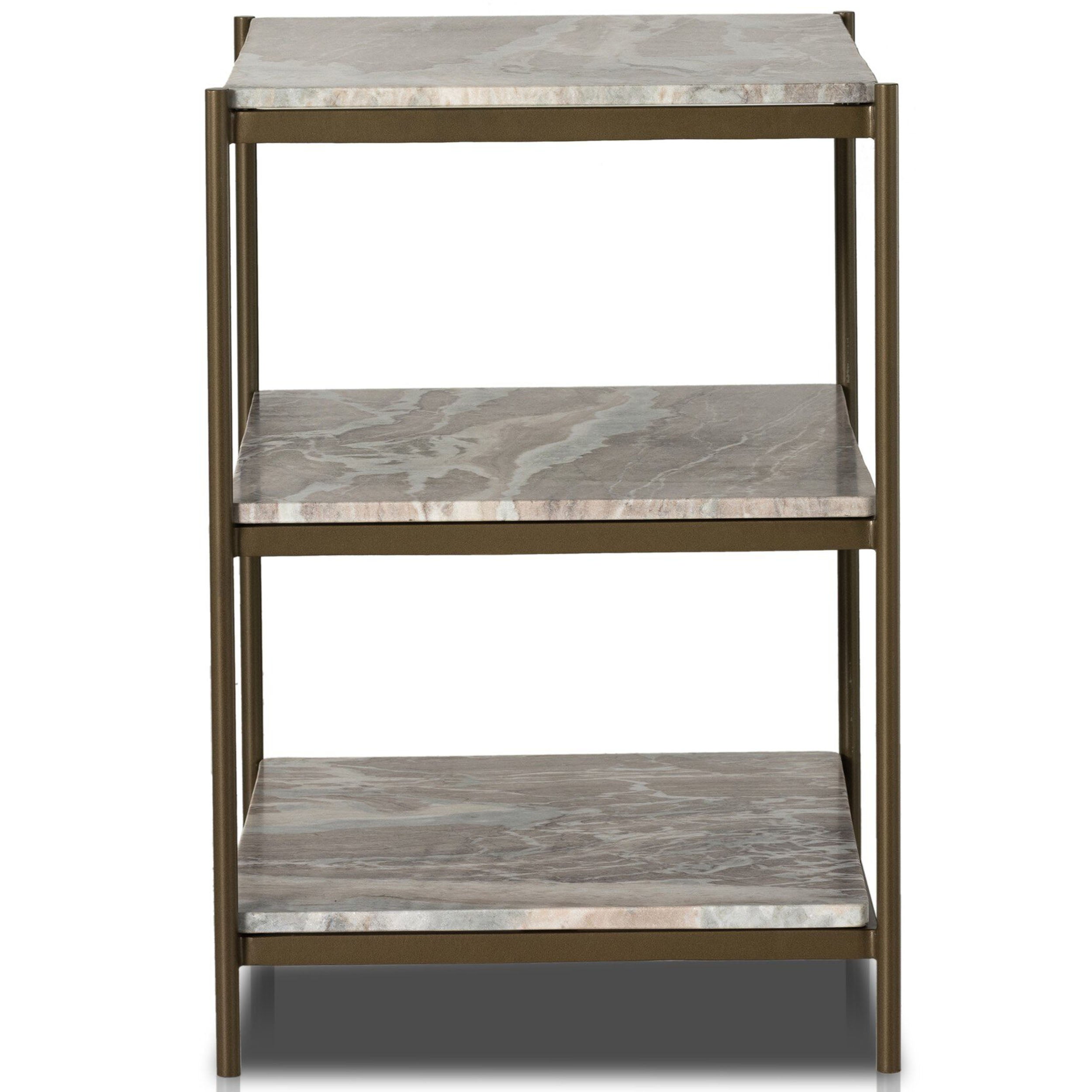 Felix Nightstand, Antique Brass, Canyon Marble