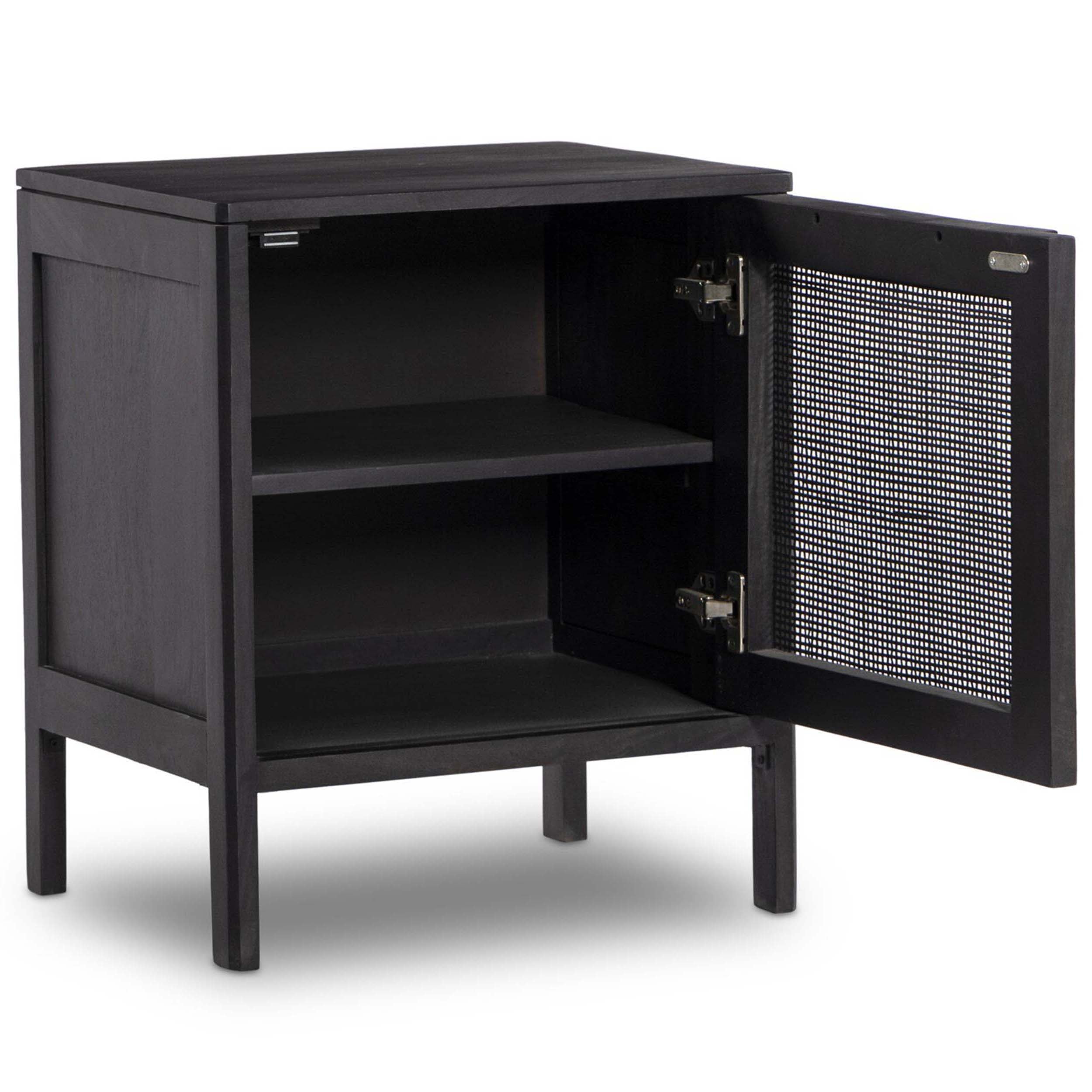 Sydney Nightstand, Black Wash/Black Cane