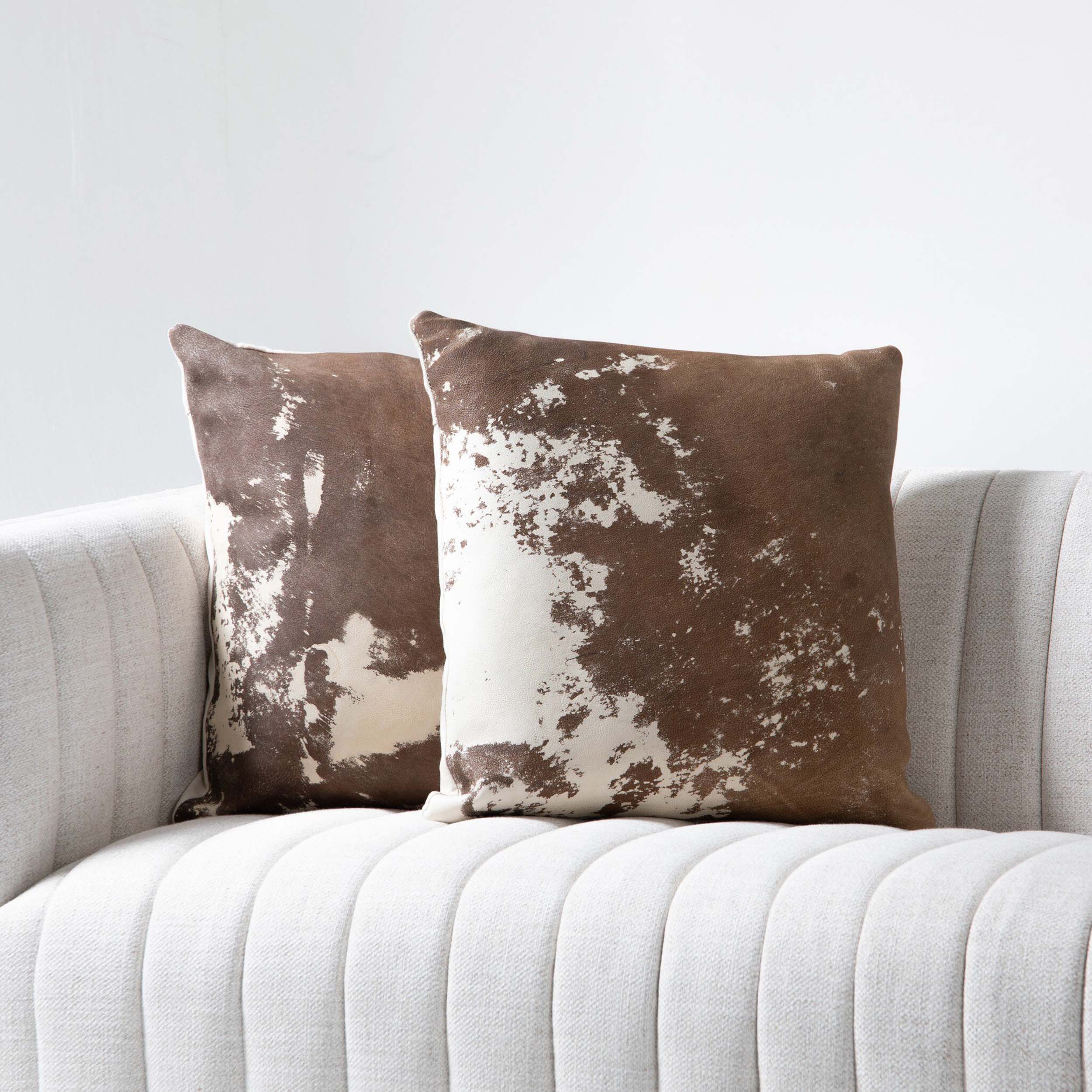 Harland Modern Cowhide Pillow, Warm Brown, Cover Only