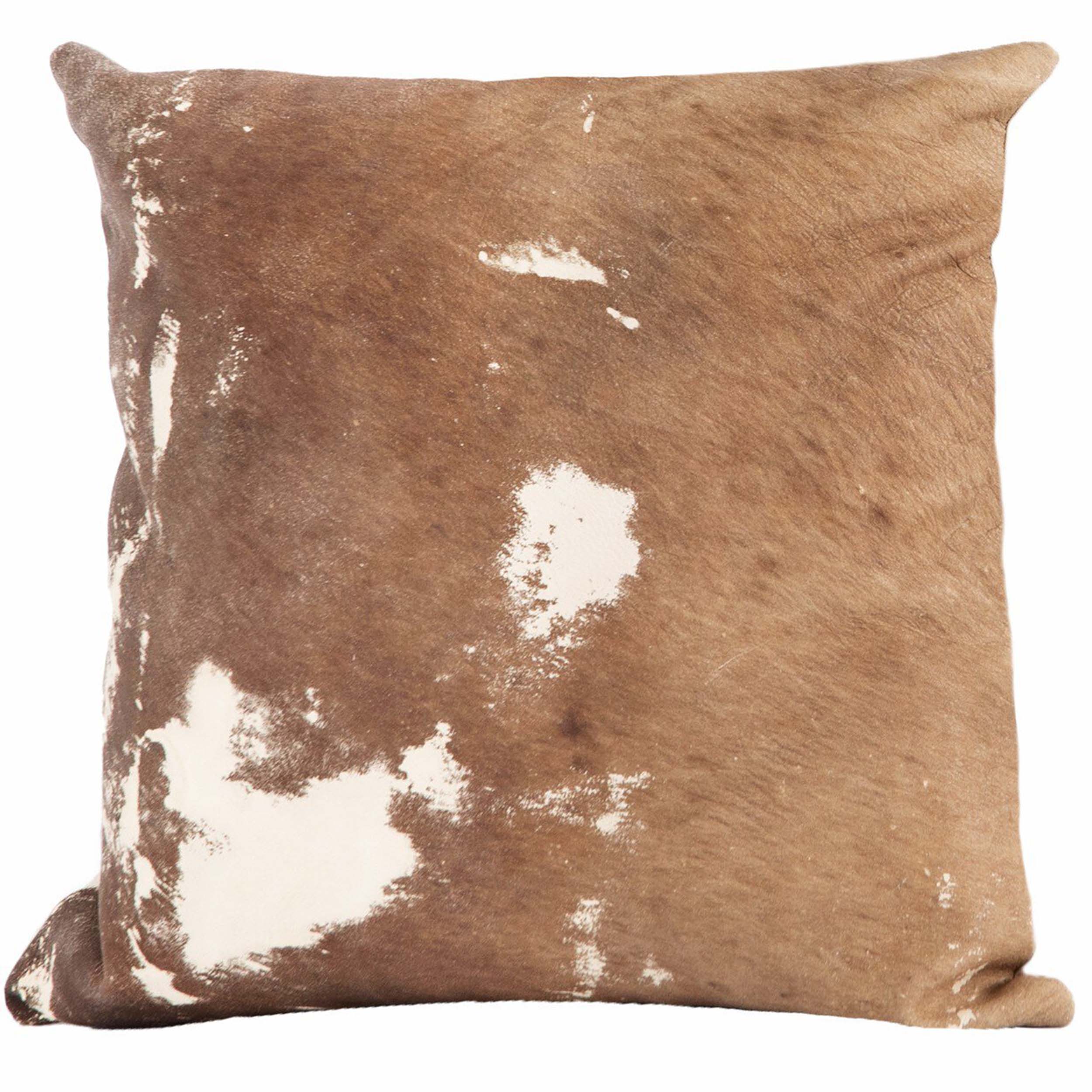 Harland Modern Cowhide Pillow, Warm Brown, Cover + Insert