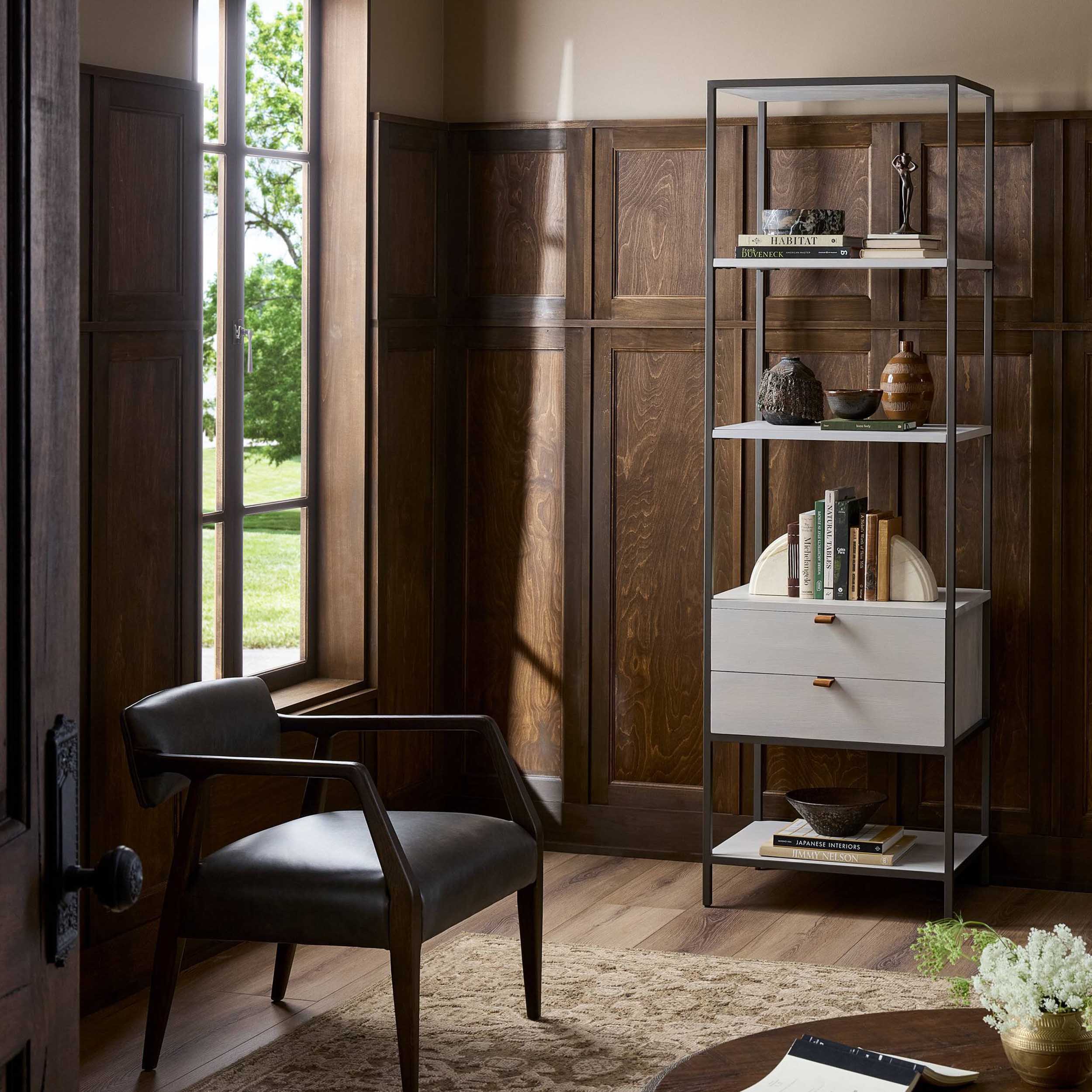 Trey Bookshelf, Natural Iron/Dove Poplar