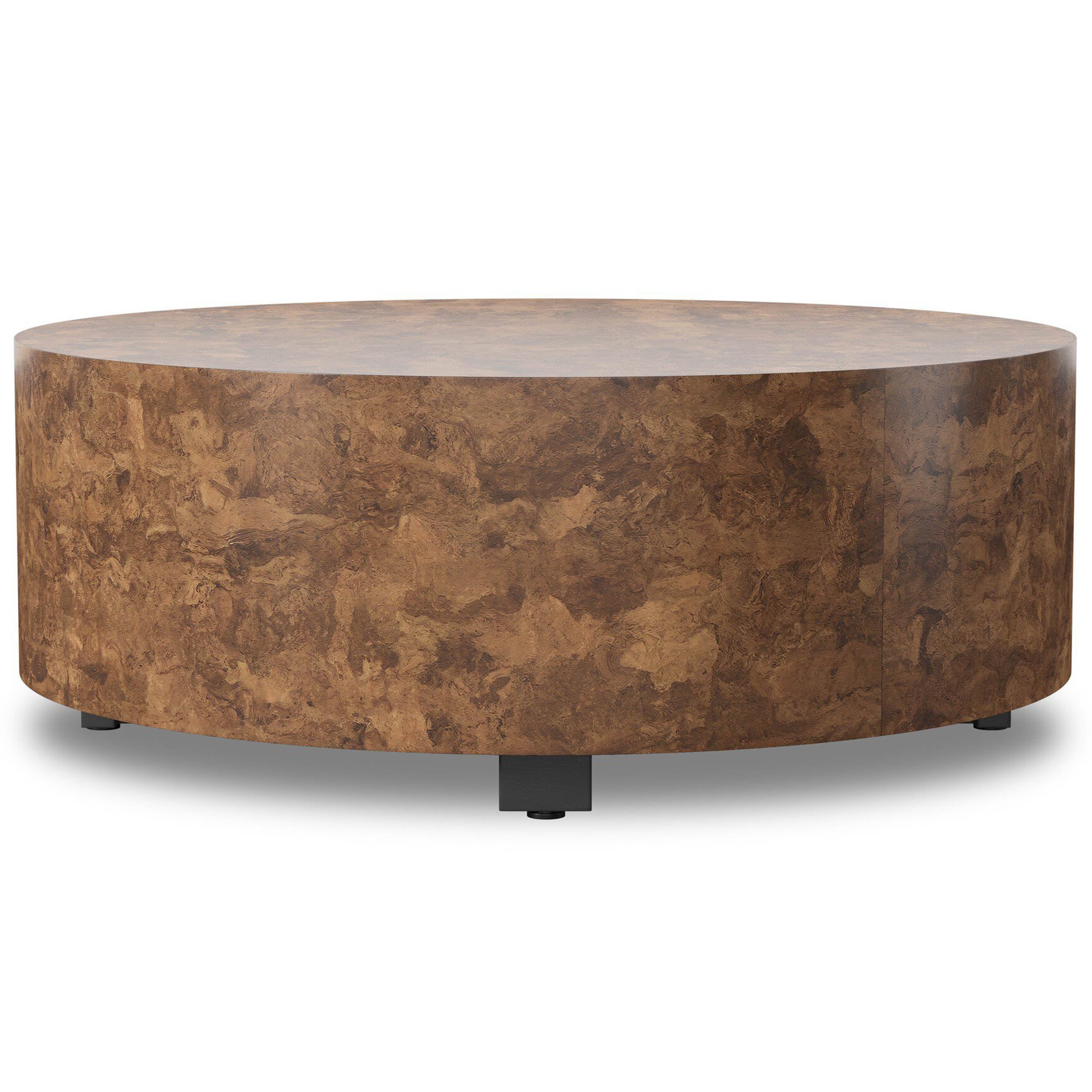Hudson Round Coffee Table, Dark Bark Paper