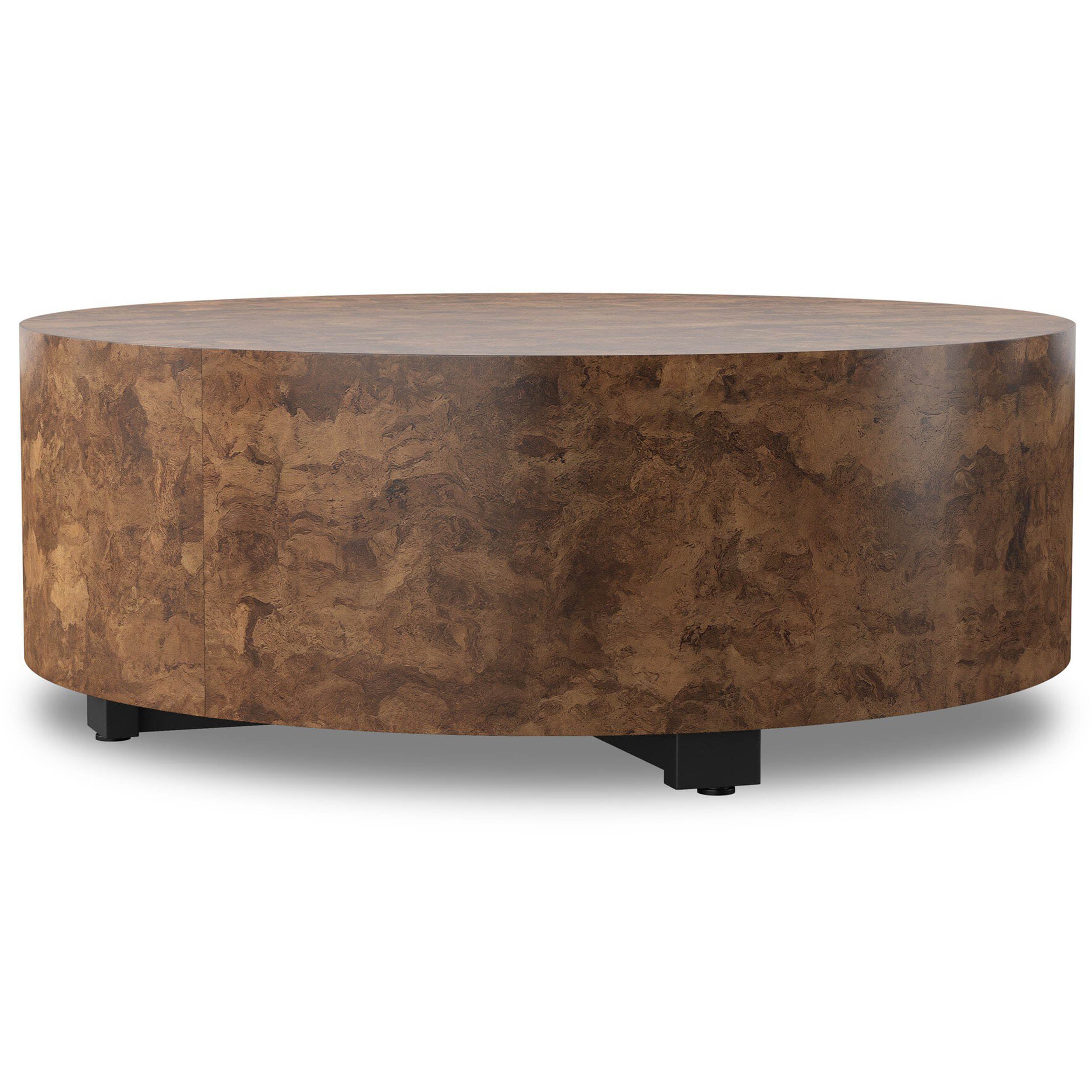 Hudson Round Coffee Table, Dark Bark Paper