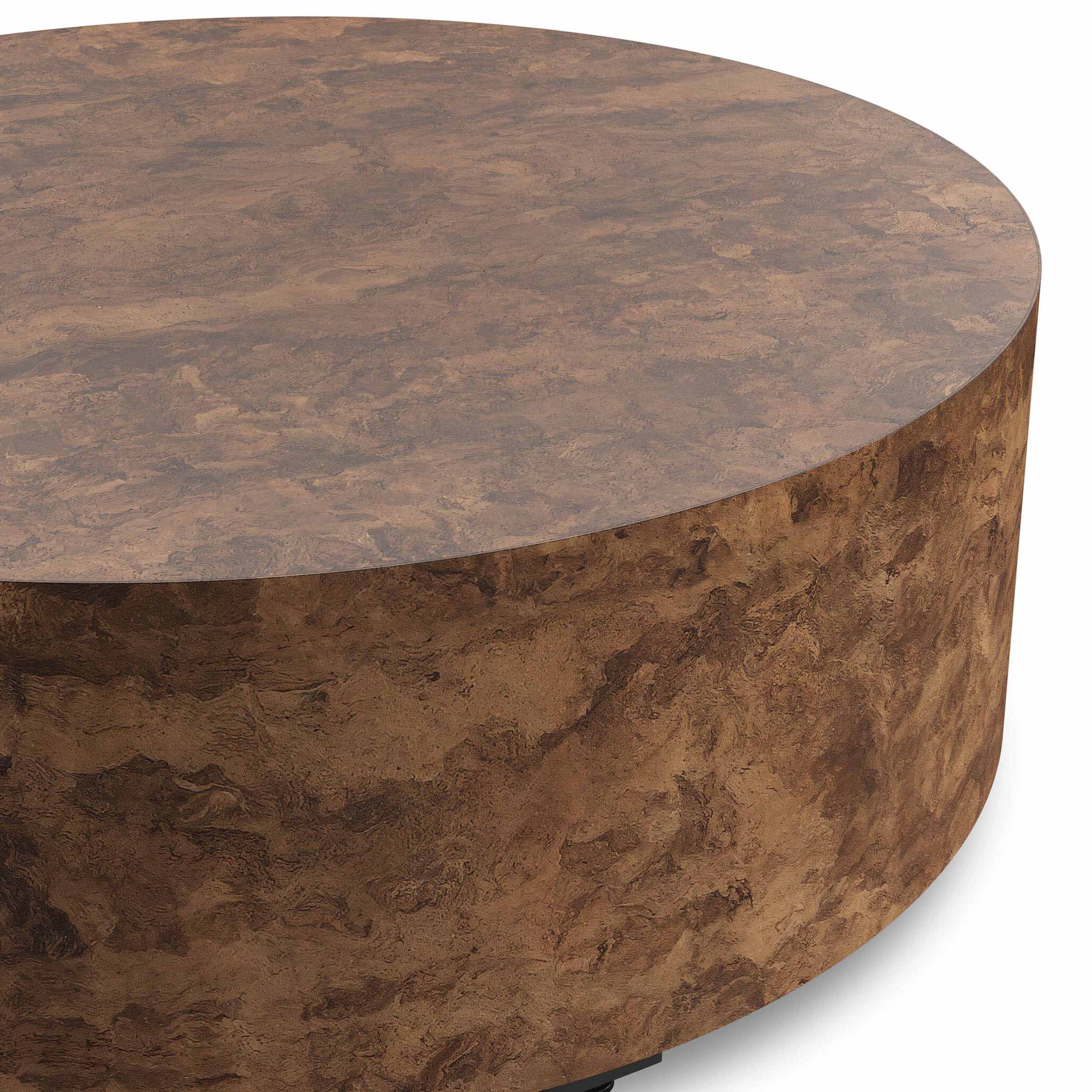 Hudson Round Coffee Table, Dark Bark Paper