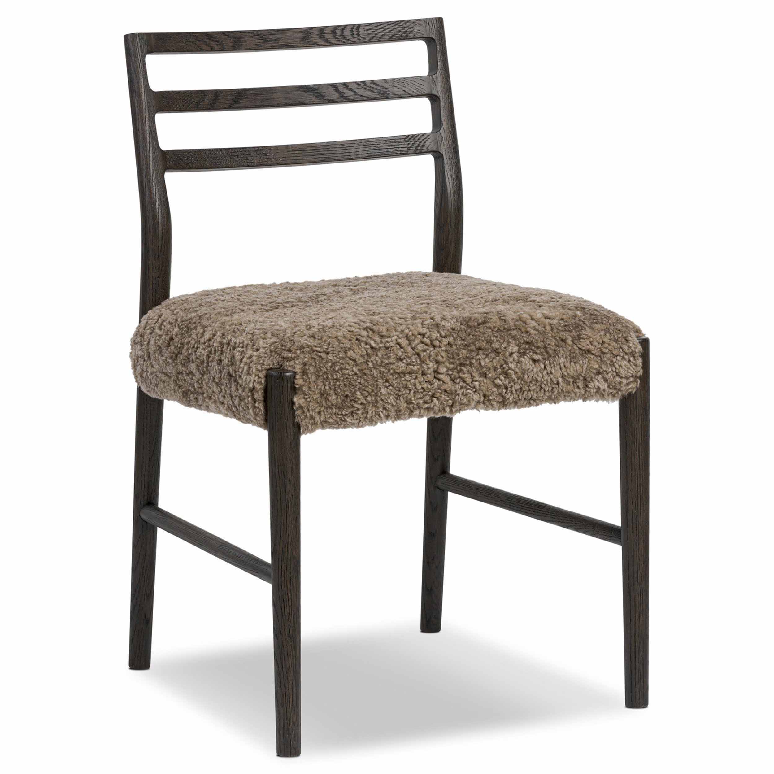 Glenmore Dining Chair, Taupe Shearling, Light Carbon