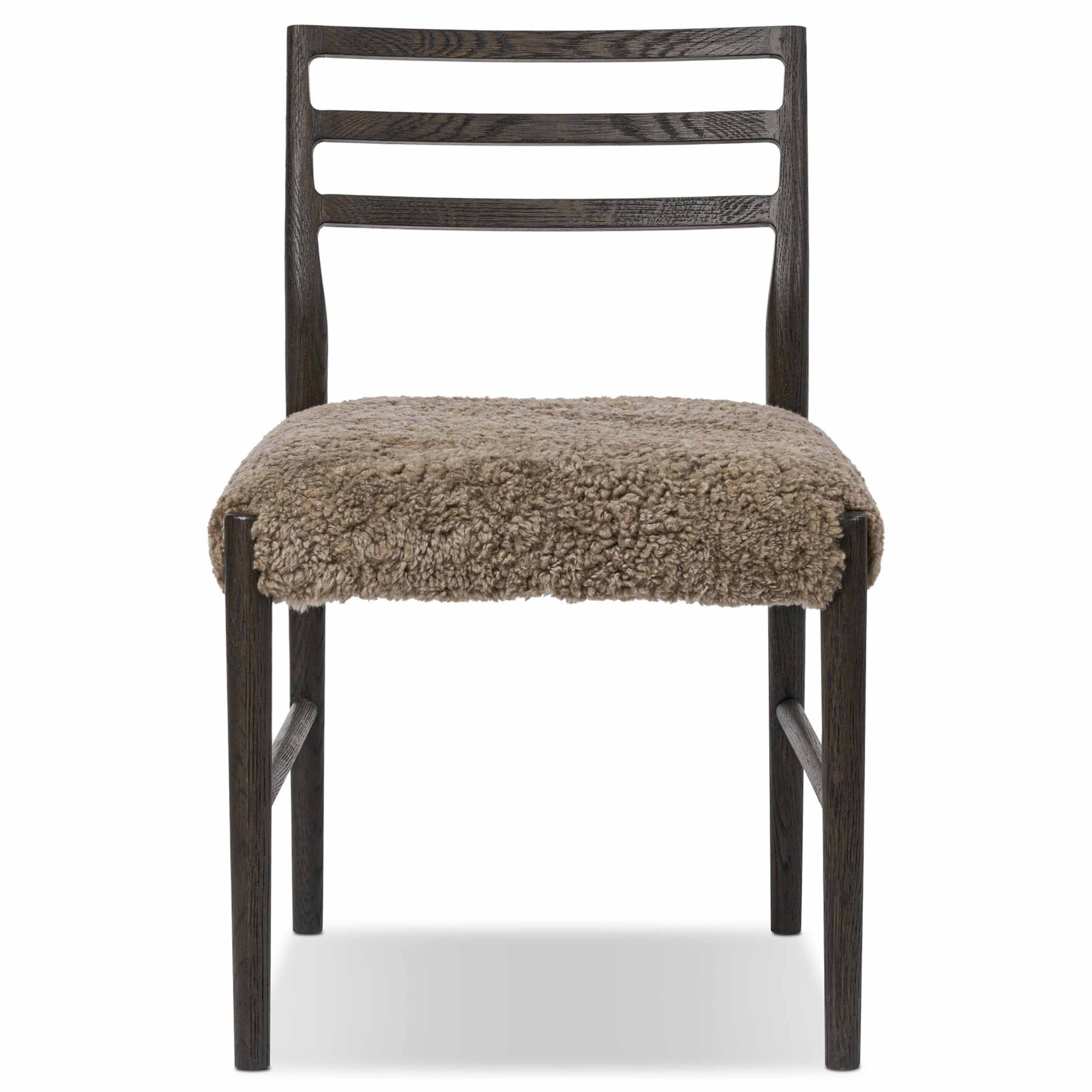 Glenmore Dining Chair, Taupe Shearling, Light Carbon