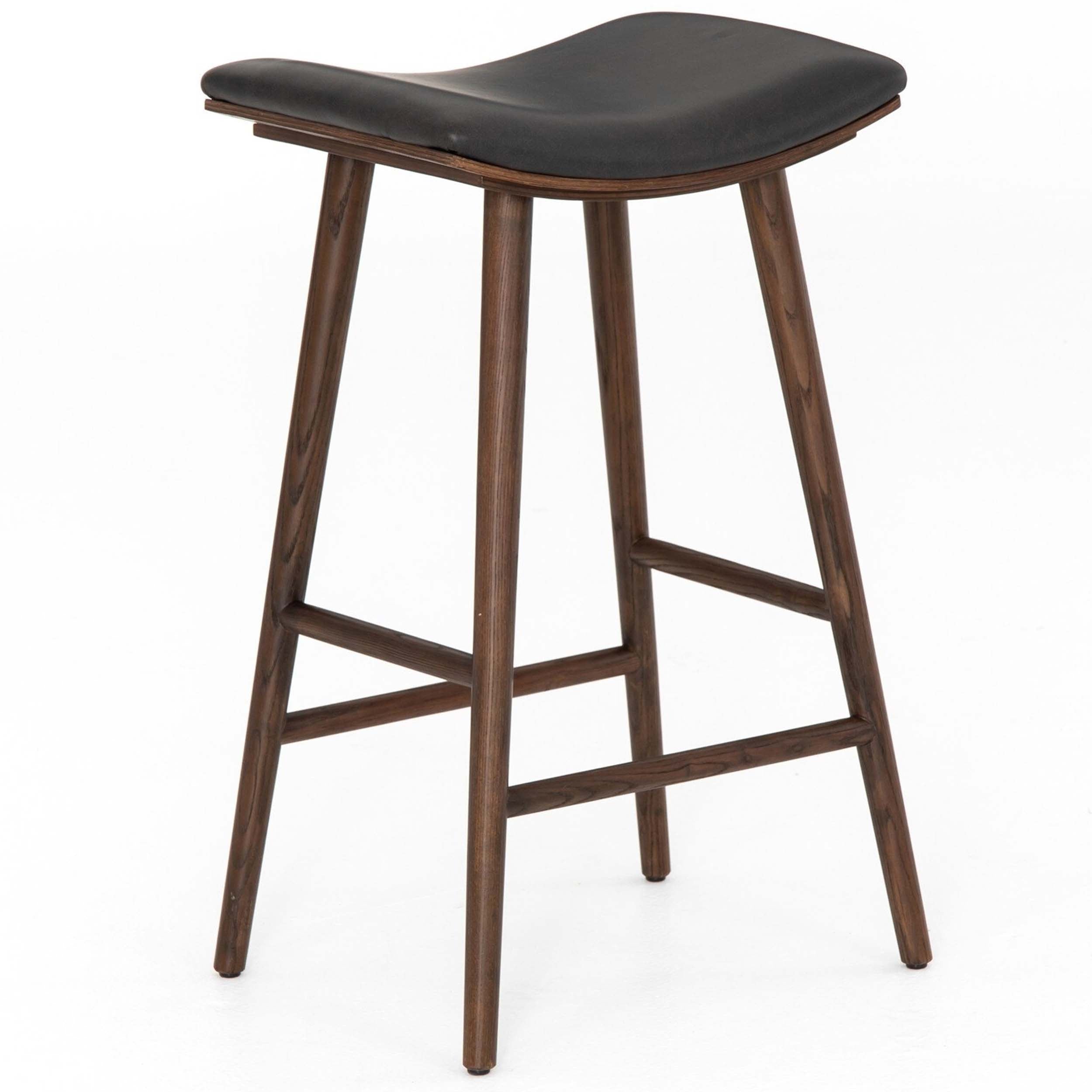 Union Bar + Counter Stool, Distressed Black, Warm Parawood