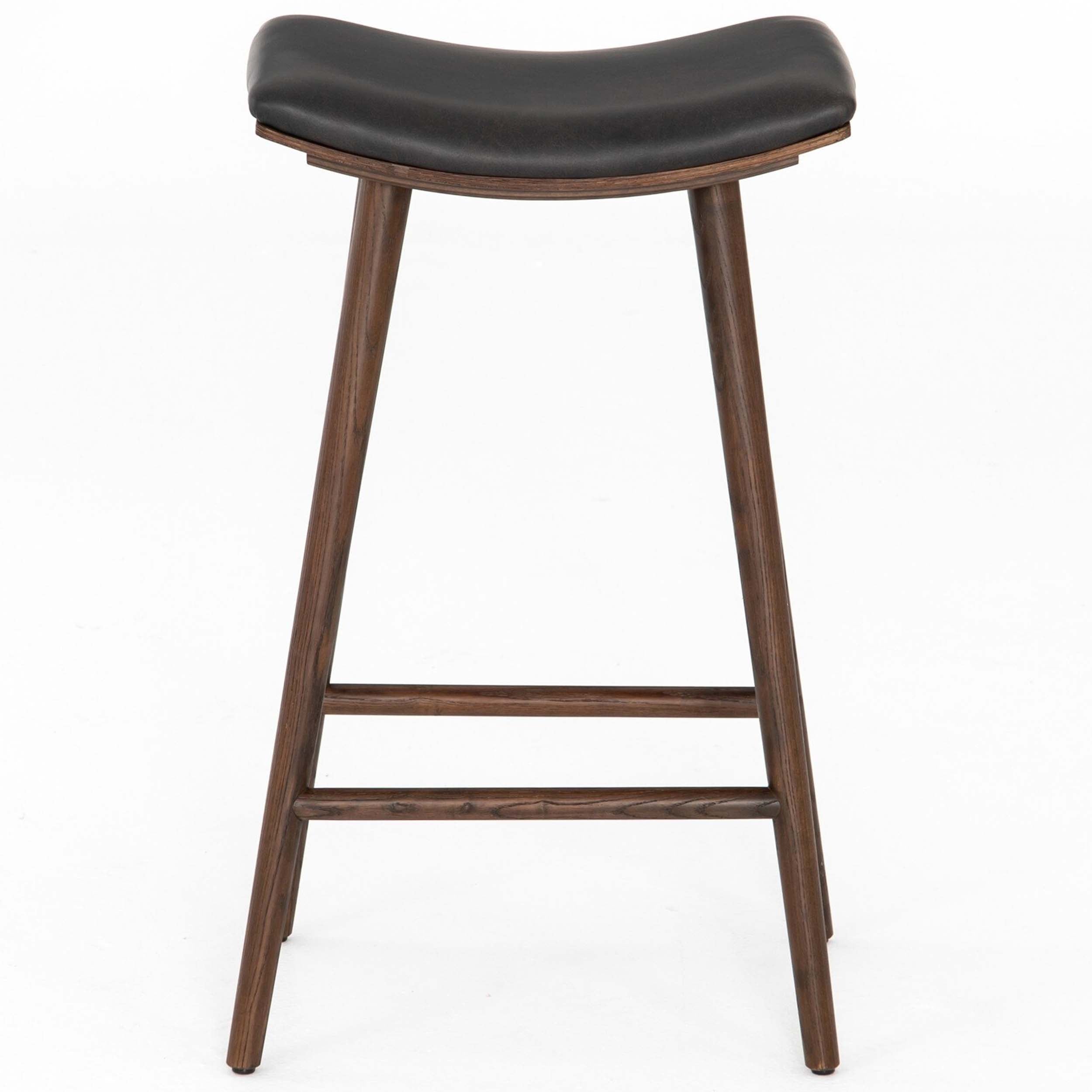 Union Bar + Counter Stool, Distressed Black, Warm Parawood
