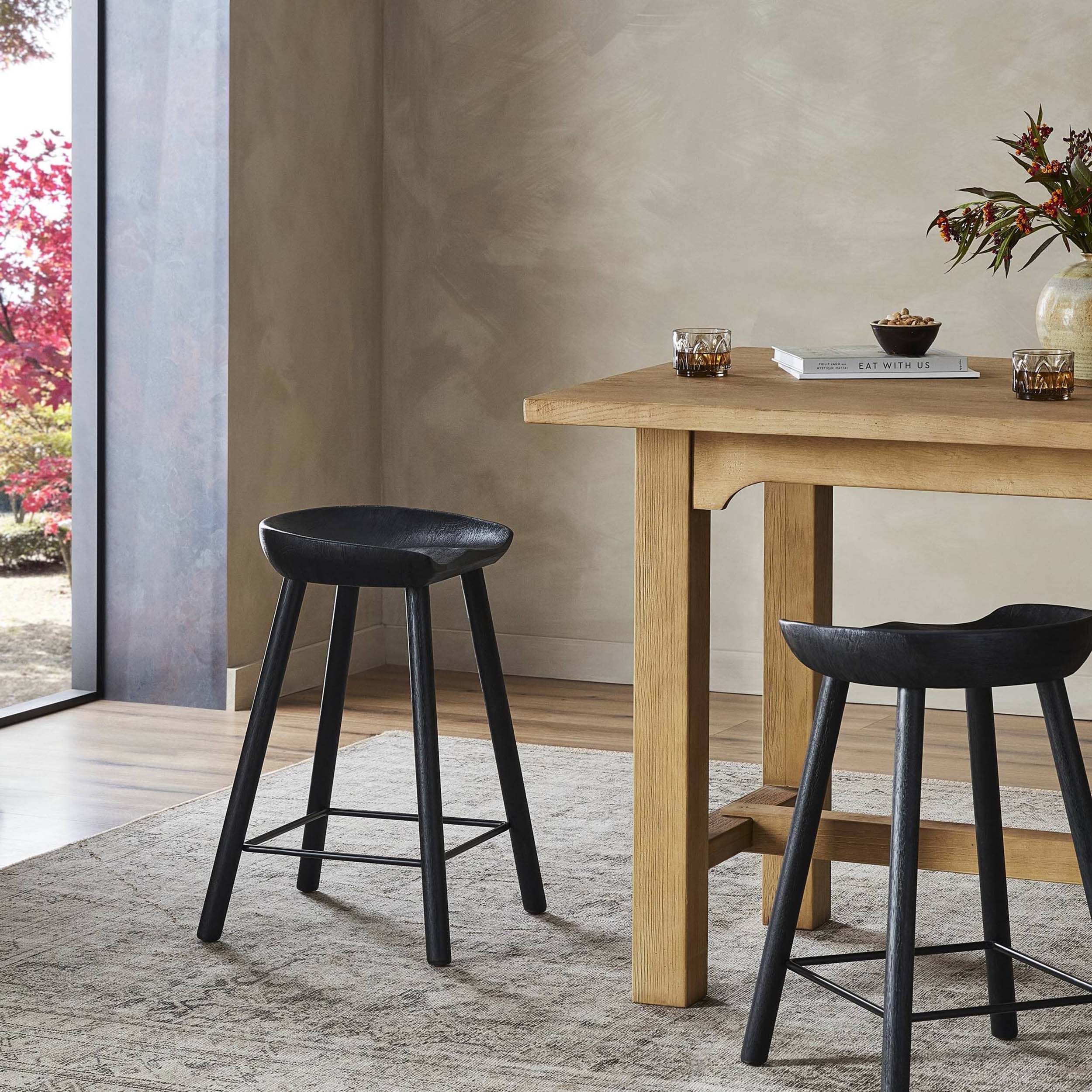 Barrett Bar + Counter Stool, Matte Black Parawood