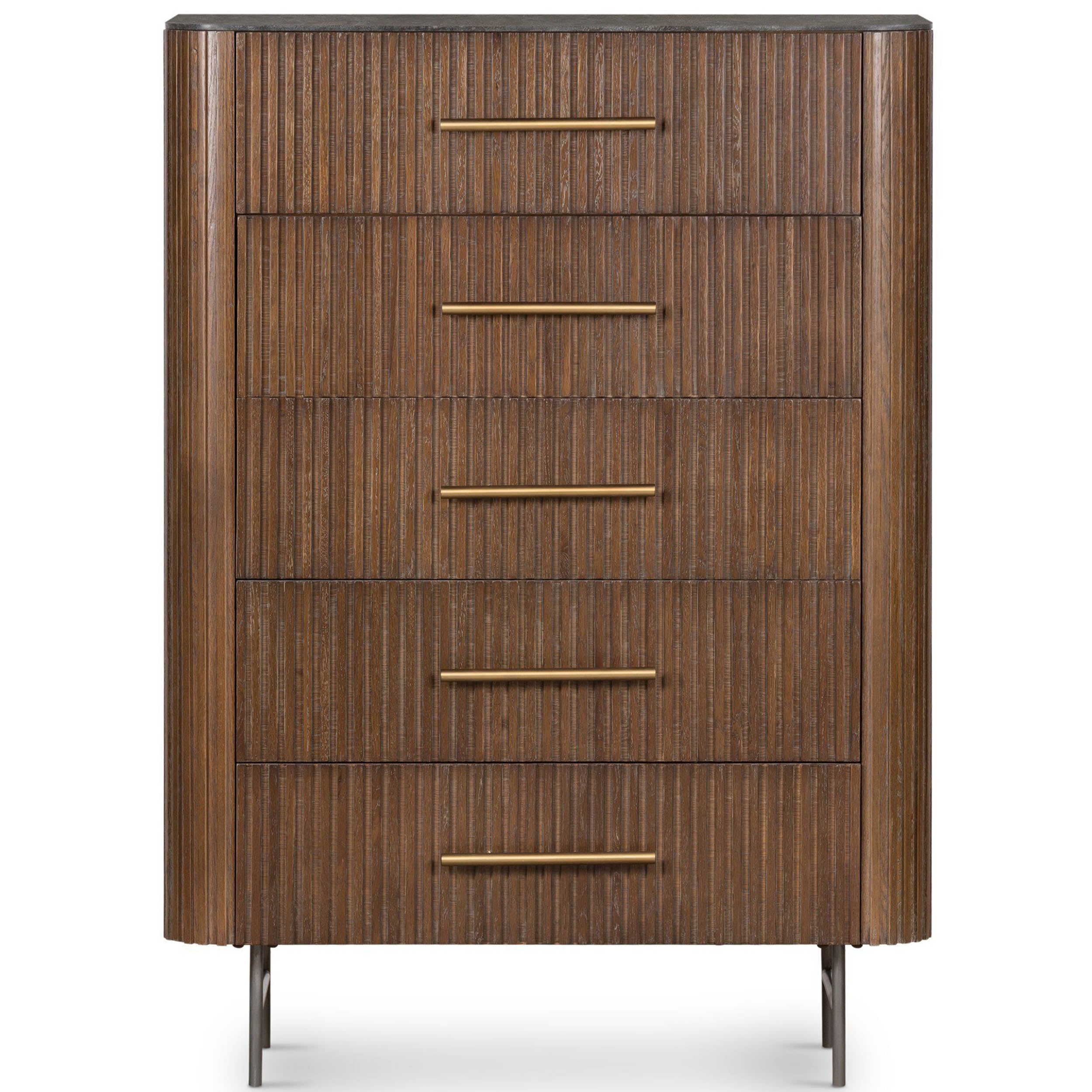 Fletcher 5 Drawer Dresser, Terra Brown Oak Veneer