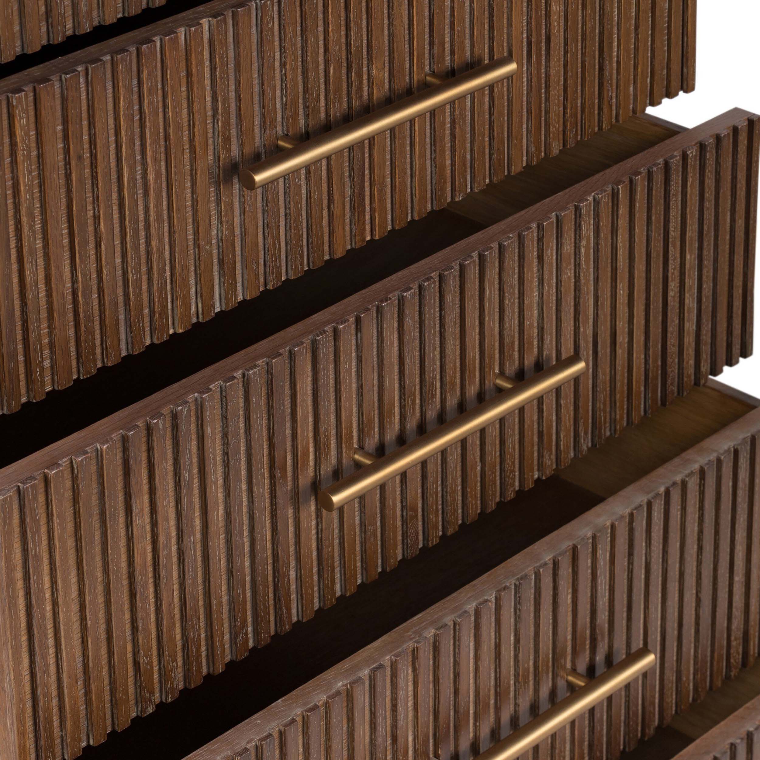 Fletcher 5 Drawer Dresser, Terra Brown Oak Veneer