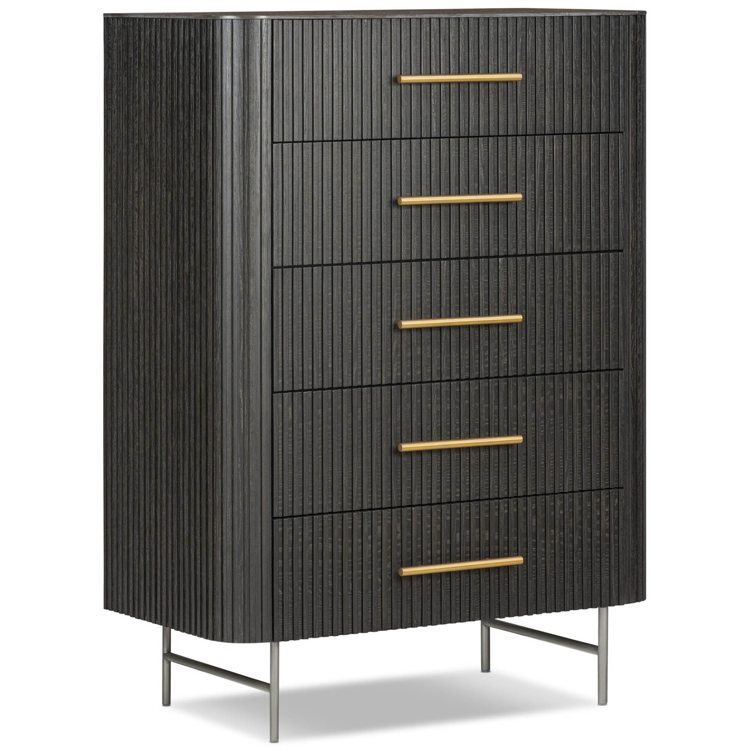 Fletcher 5 Drawer Dresser, Distressed Black