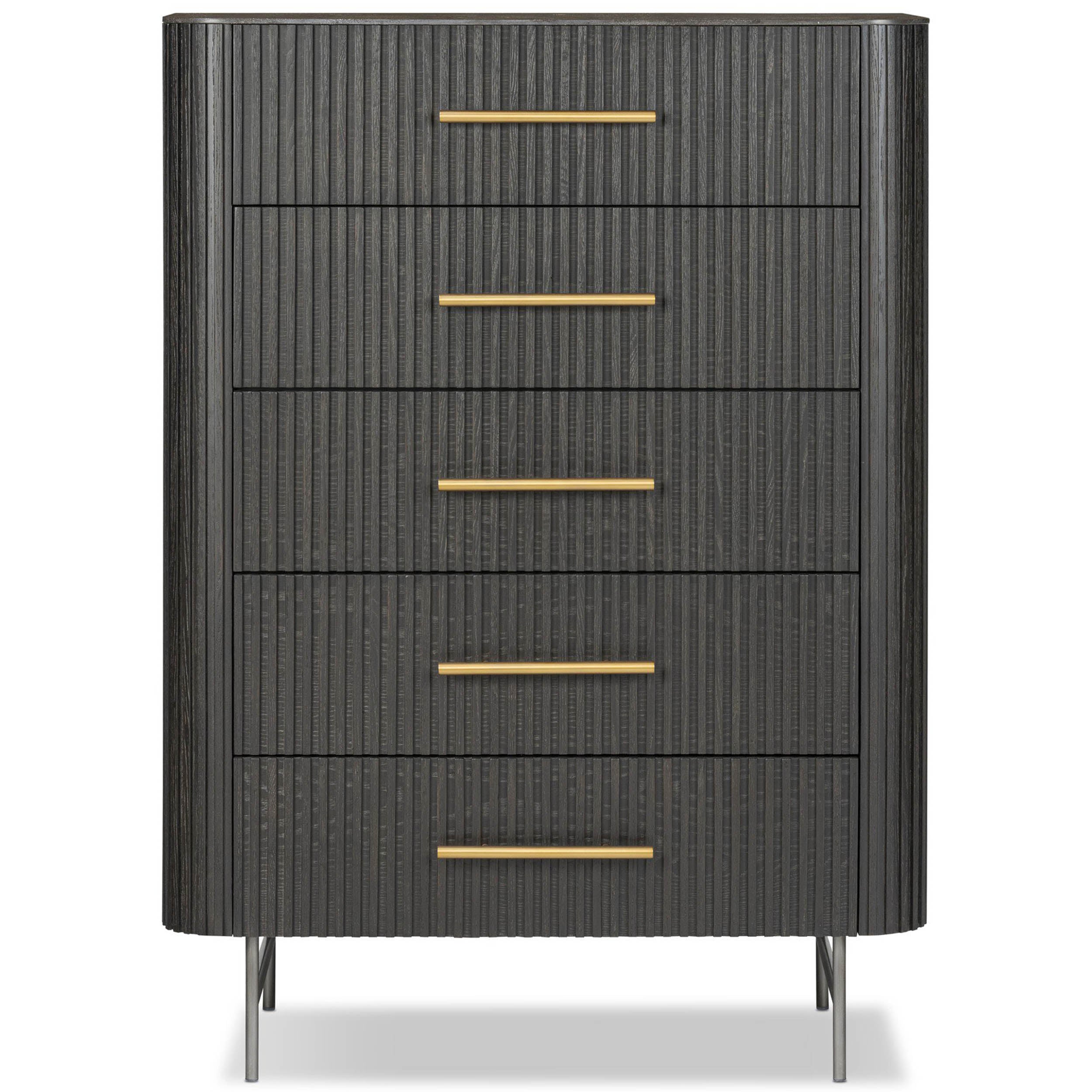 Fletcher 5 Drawer Dresser, Distressed Black