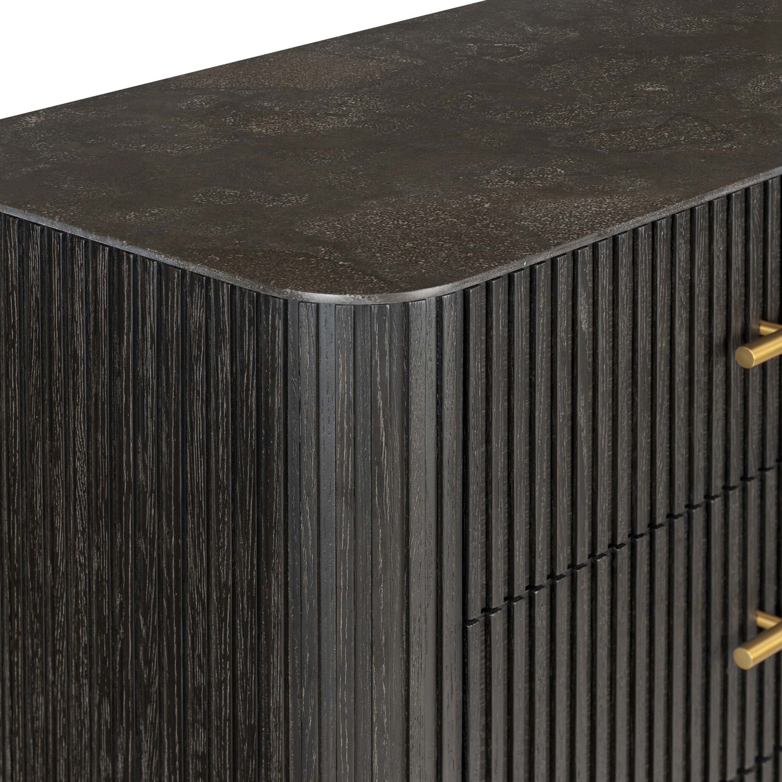 Fletcher 5 Drawer Dresser, Distressed Black